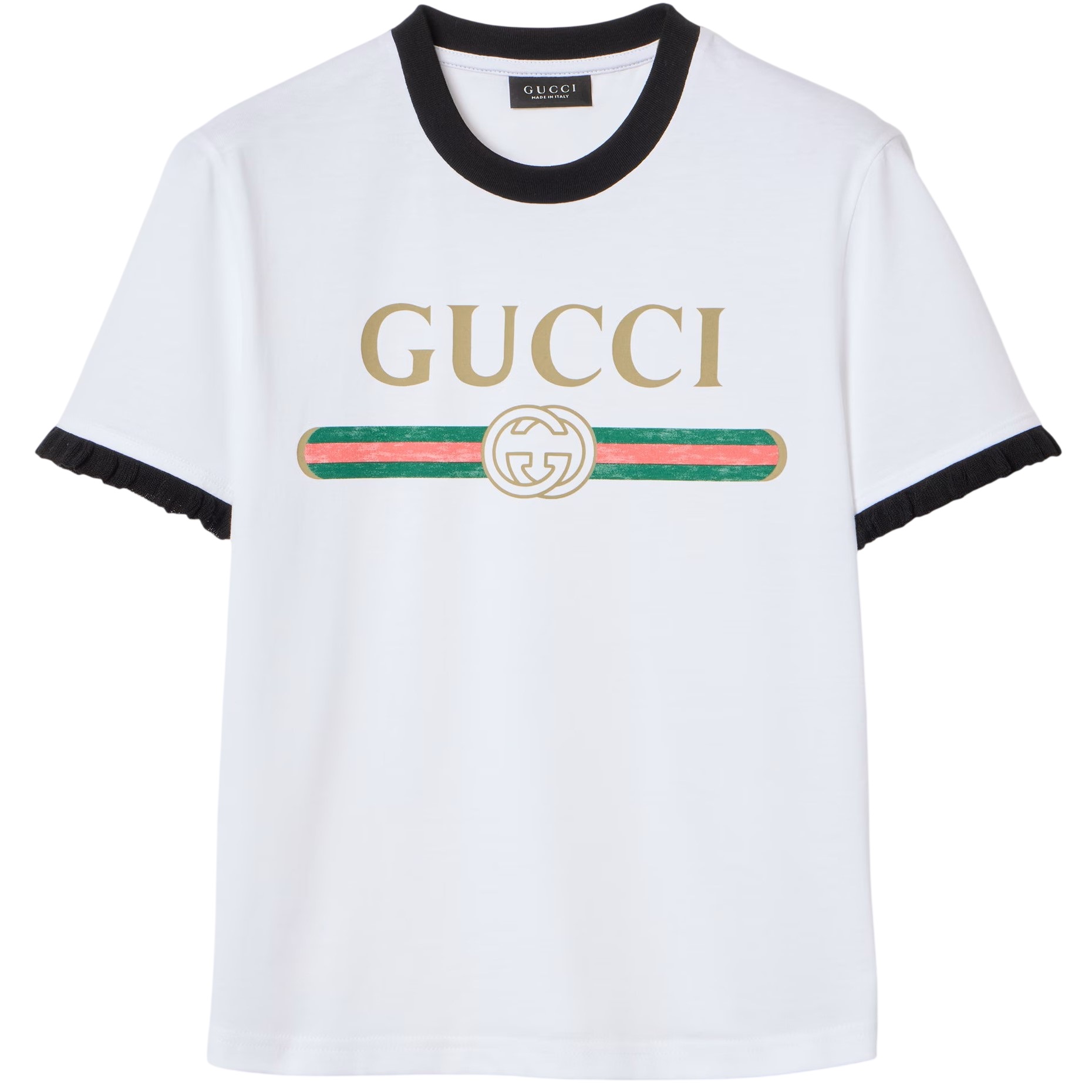 Áo thun Gucci Cotton Jersey T-shirt Gucci Web With Interlocking G Print White 6