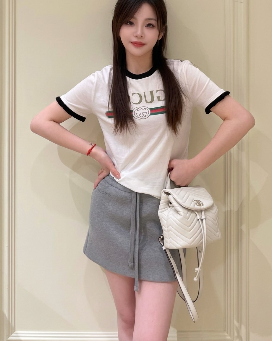 Áo thun Gucci Cotton Jersey T-shirt Gucci Web With Interlocking G Print White 8