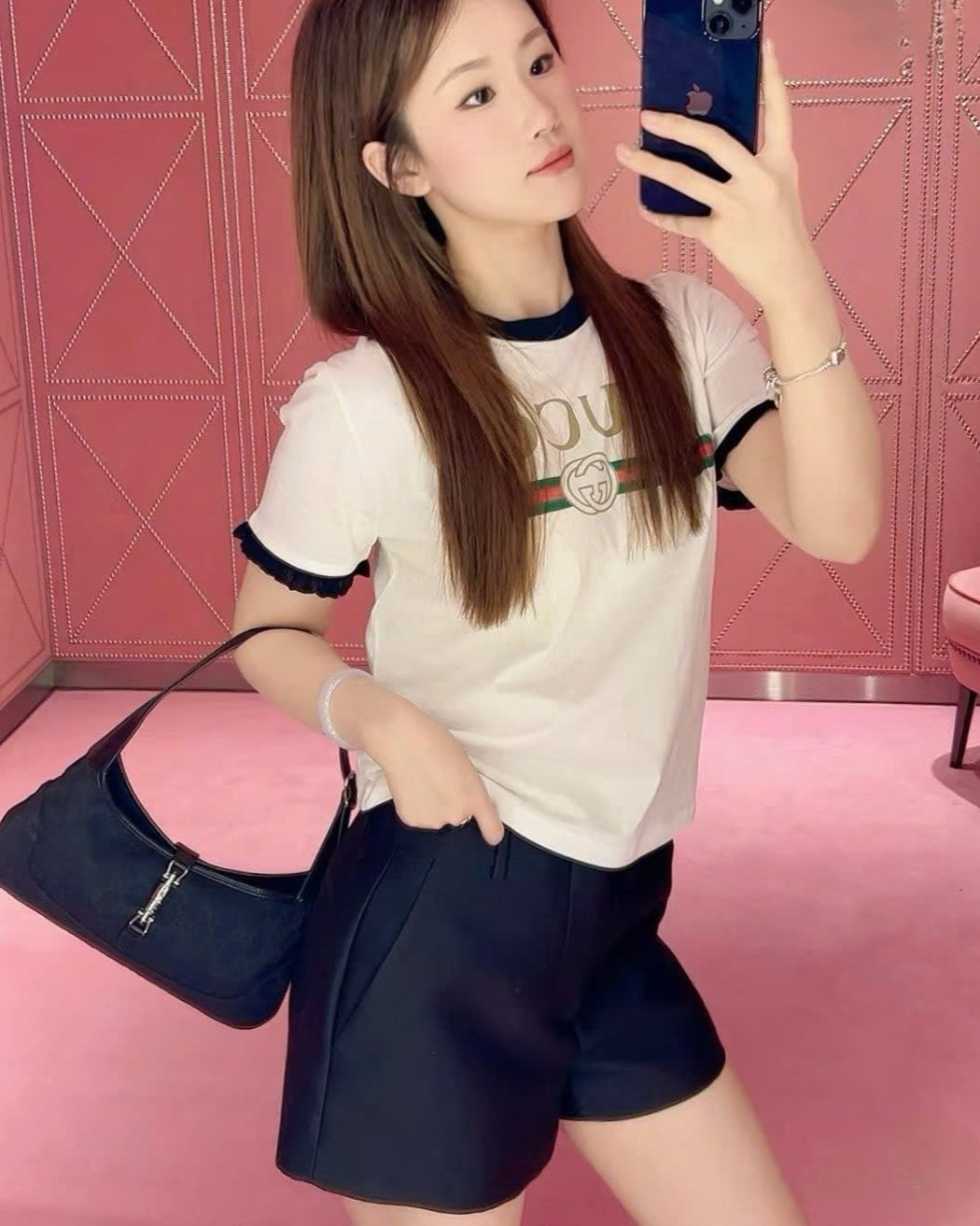 Áo thun Gucci Cotton Jersey T-shirt Gucci Web With Interlocking G Print White 9