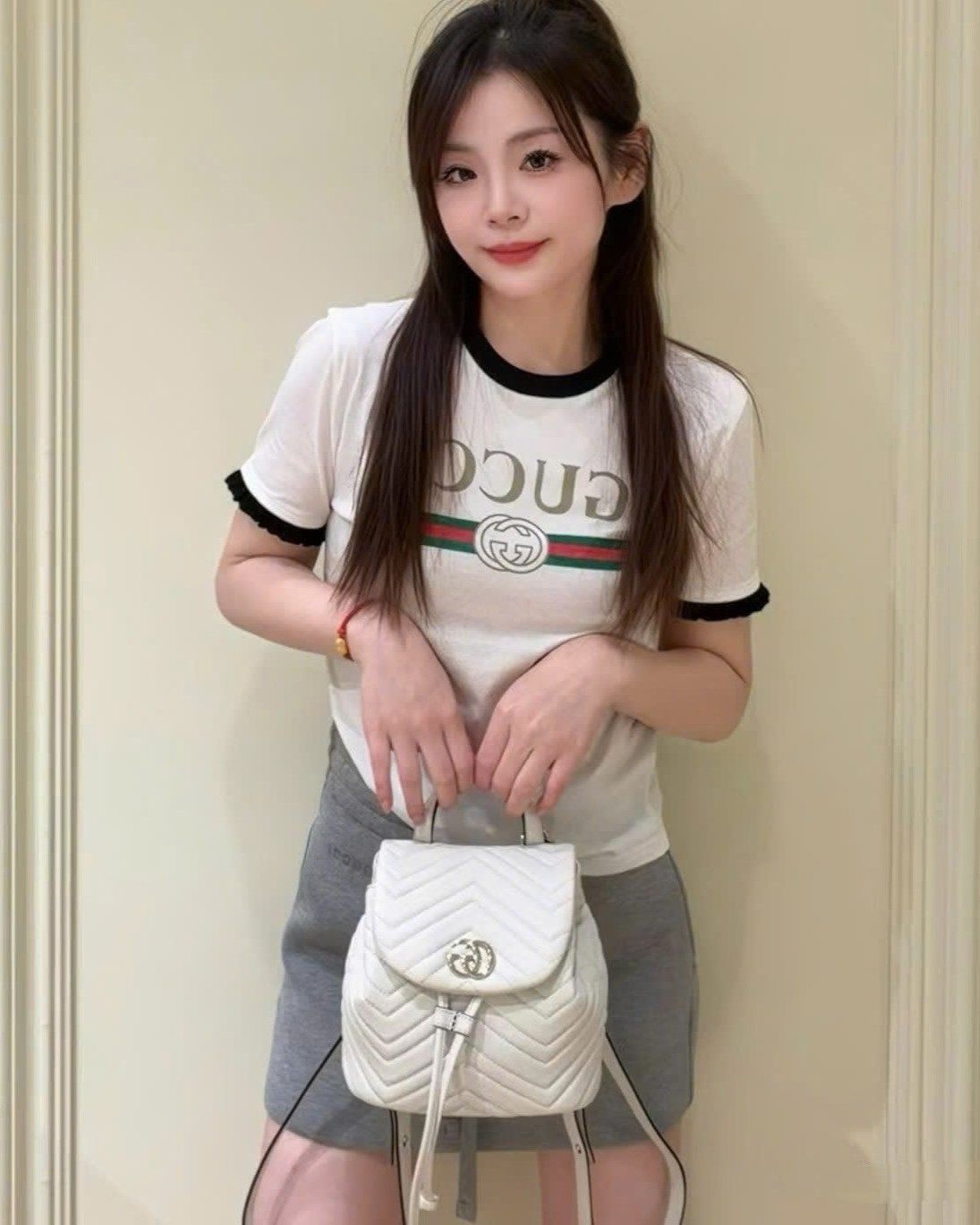 Áo thun Gucci Cotton Jersey T-shirt Gucci Web With Interlocking G Print White 11