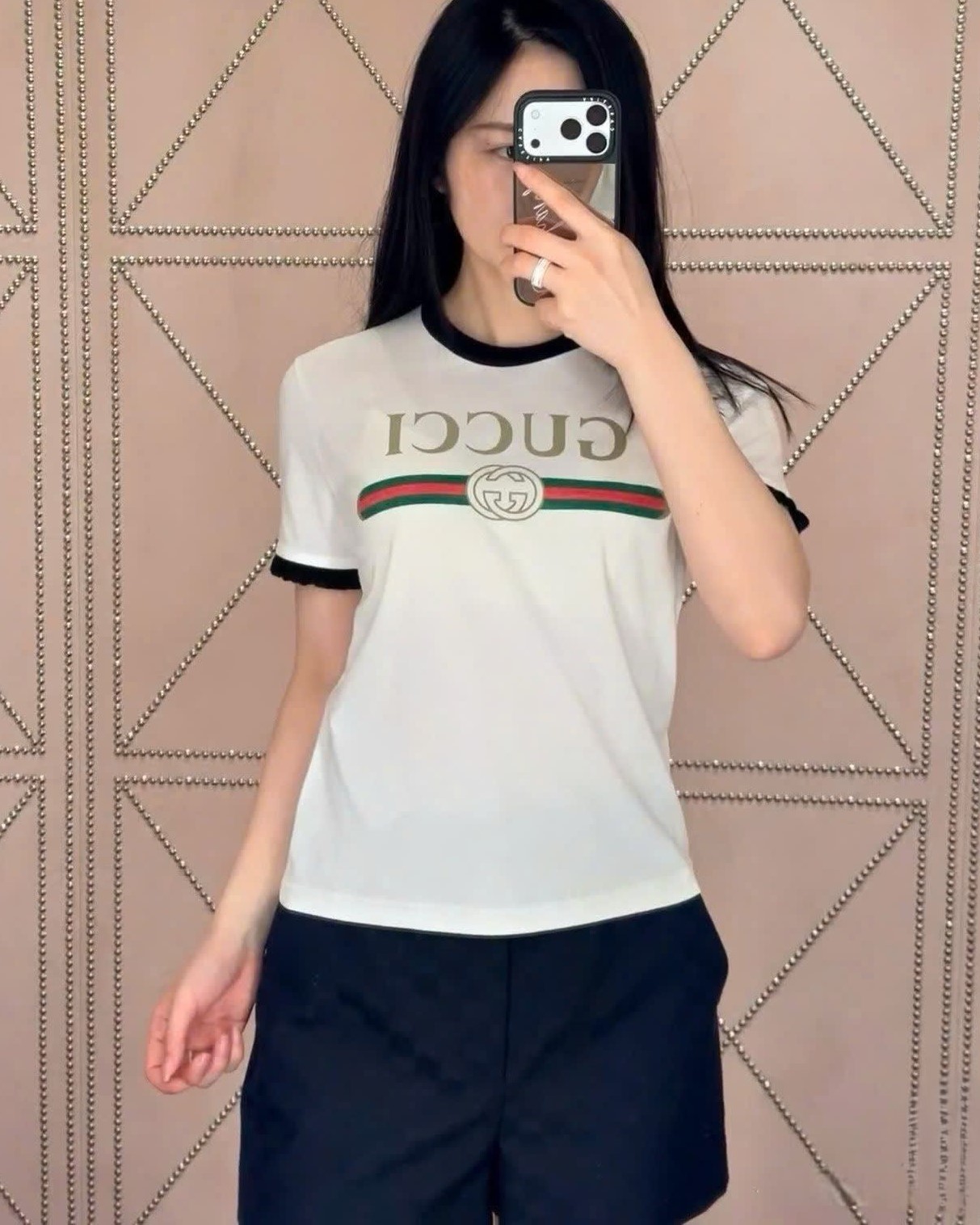Áo thun Gucci Cotton Jersey T-shirt Gucci Web With Interlocking G Print White 14