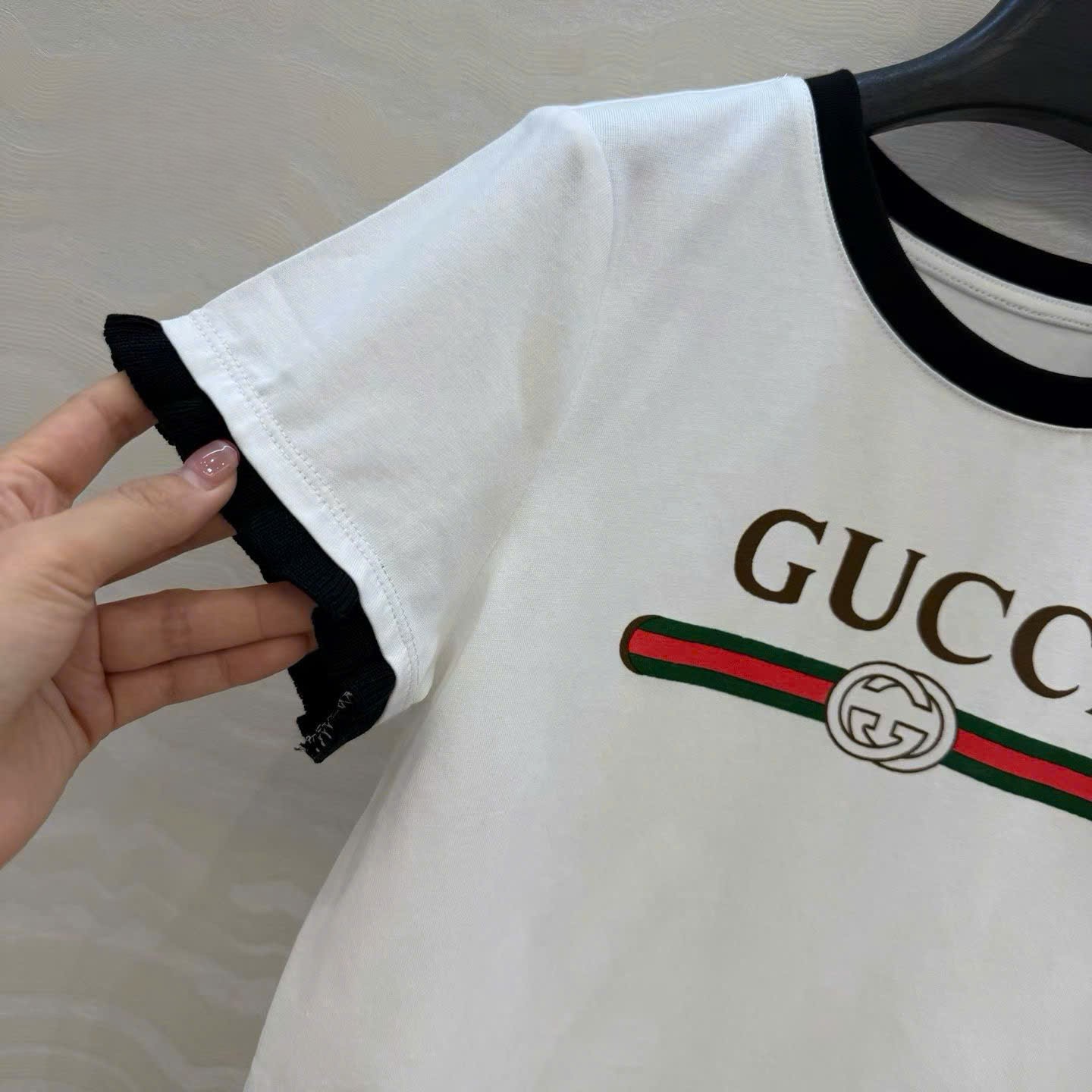 Áo thun Gucci Cotton Jersey T-shirt Gucci Web With Interlocking G Print White 15