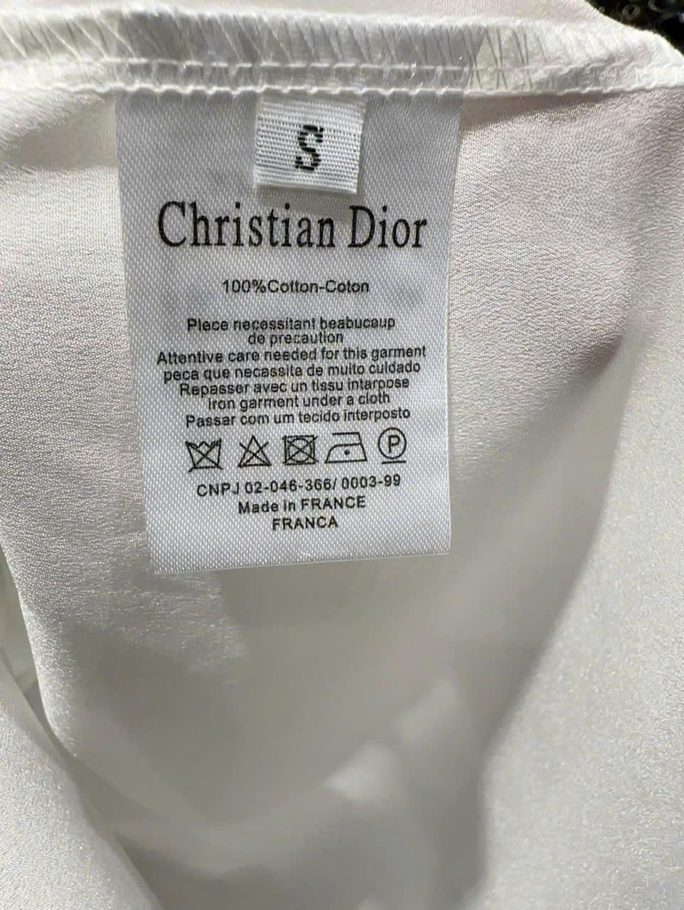 Áo sơ mi nữ trắng họa tiết hãng cột nơ Dior 5