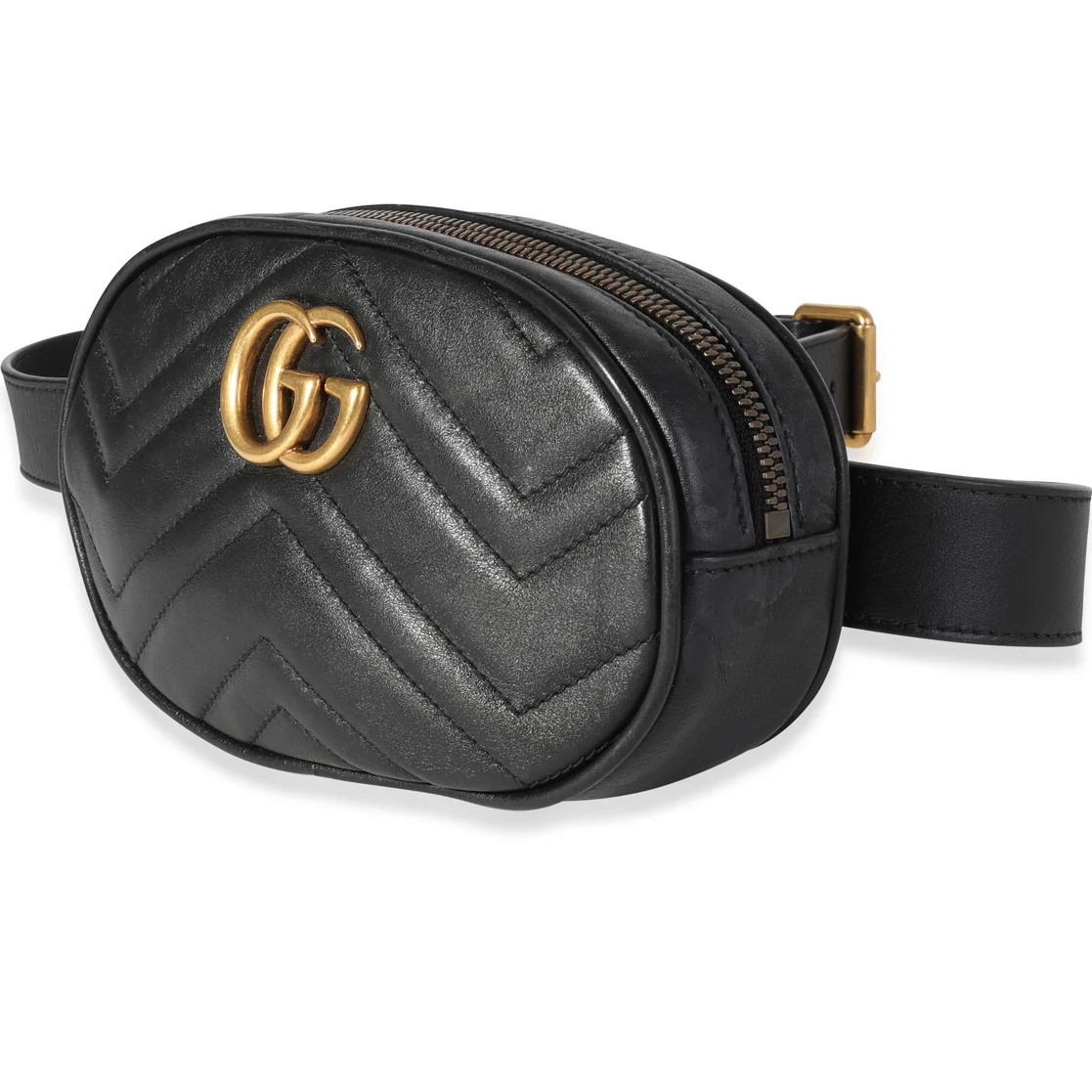 Túi đeo bụng Gucci GG Marmont Matelassé Leather Belt Bag Black 2