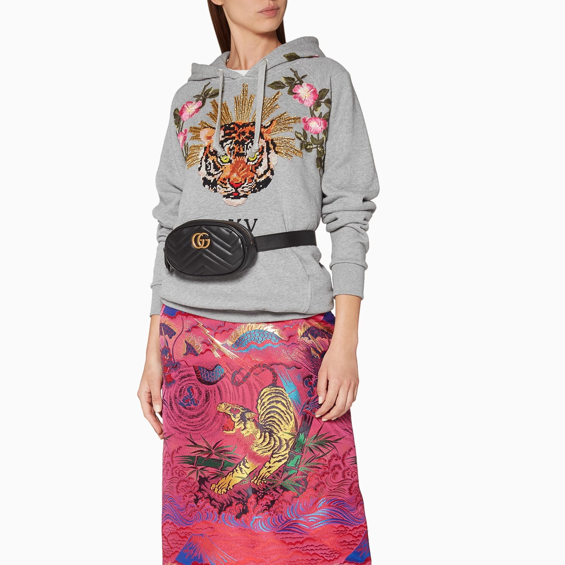 Túi đeo bụng Gucci GG Marmont Matelassé Leather Belt Bag Black 3