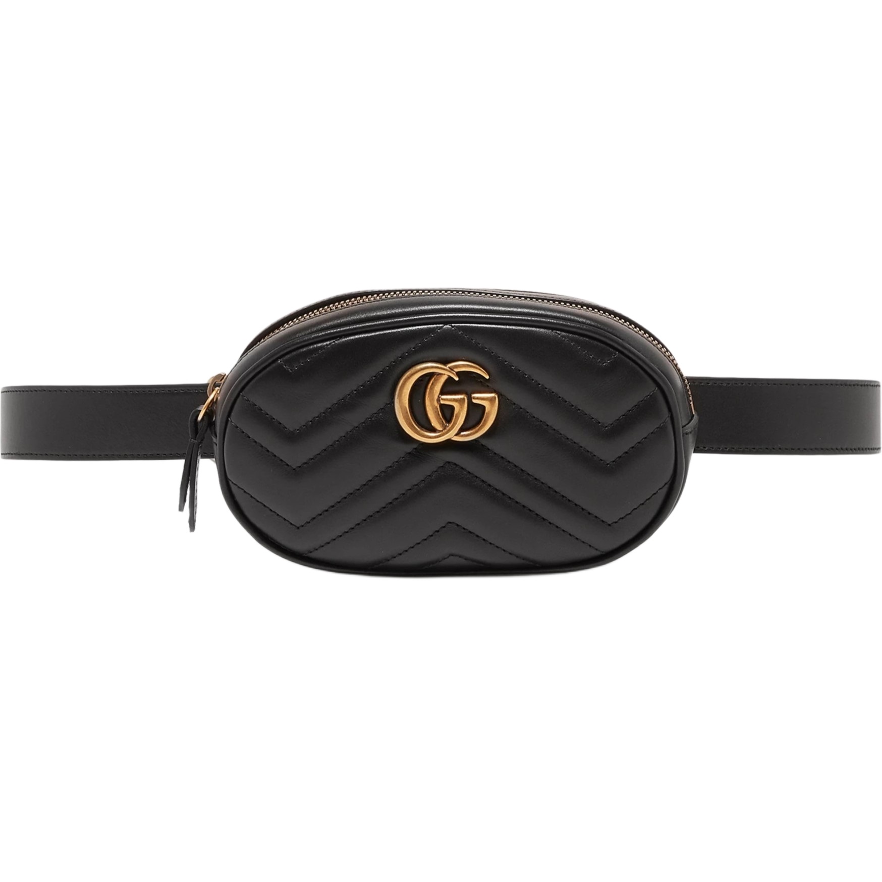 Túi đeo bụng Gucci GG Marmont Matelassé Leather Belt Bag Black 1