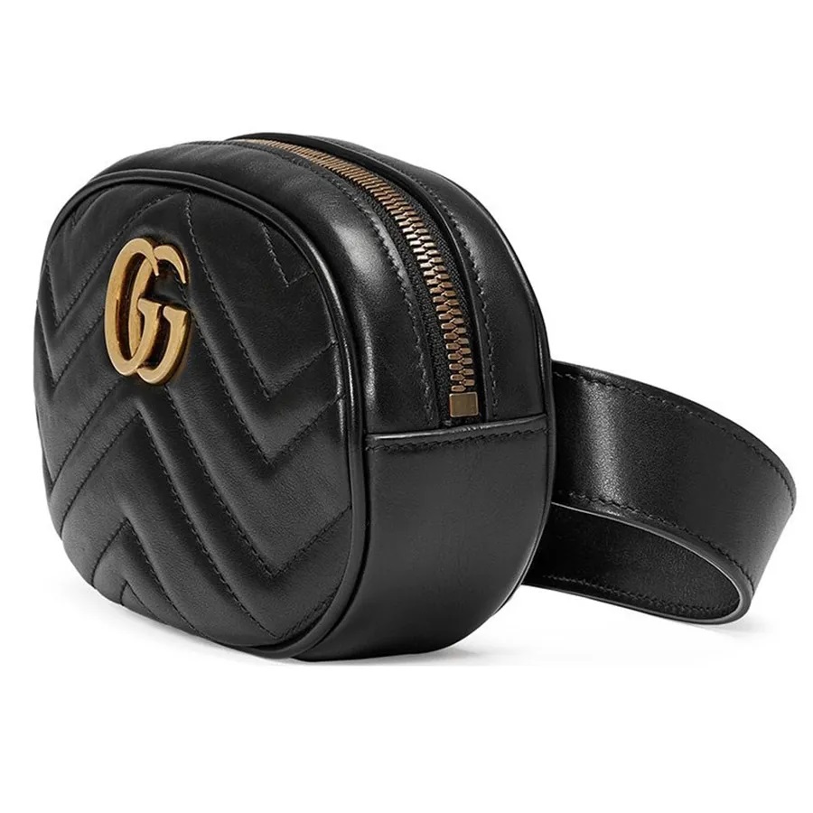 Túi đeo bụng Gucci GG Marmont Matelassé Leather Belt Bag Black 9
