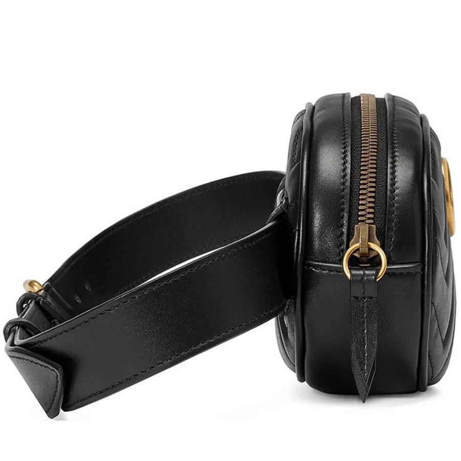 Túi đeo bụng Gucci GG Marmont Matelassé Leather Belt Bag Black 10