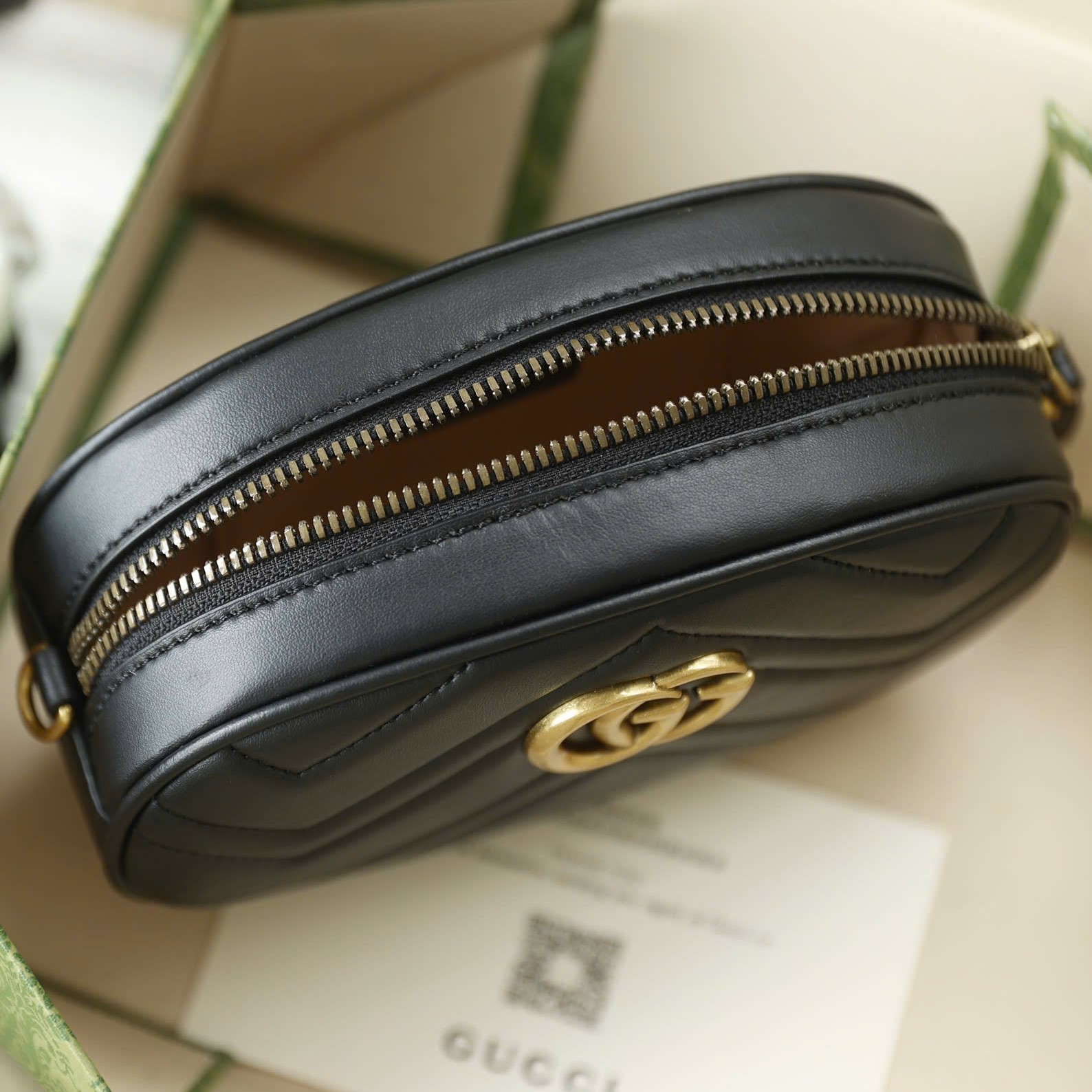 Túi đeo bụng Gucci GG Marmont Matelassé Leather Belt Bag Black 11