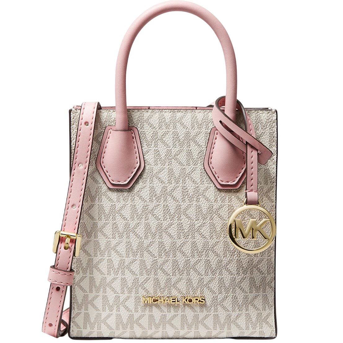 Túi Michael Kors Mercer Extra Small Logo Canvas and Leather Crossbody Bag Rose Poudré Multi 35T1GM9C0I 3