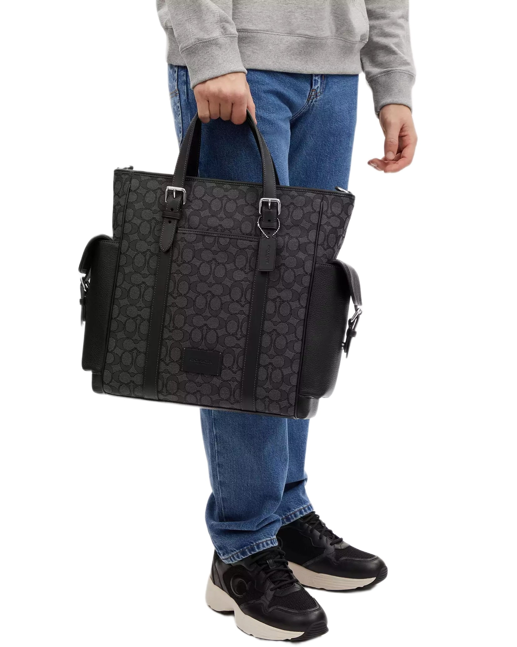 Túi Coach Sprint Tote In Signature Jacquard Charcoal Black CR325 6