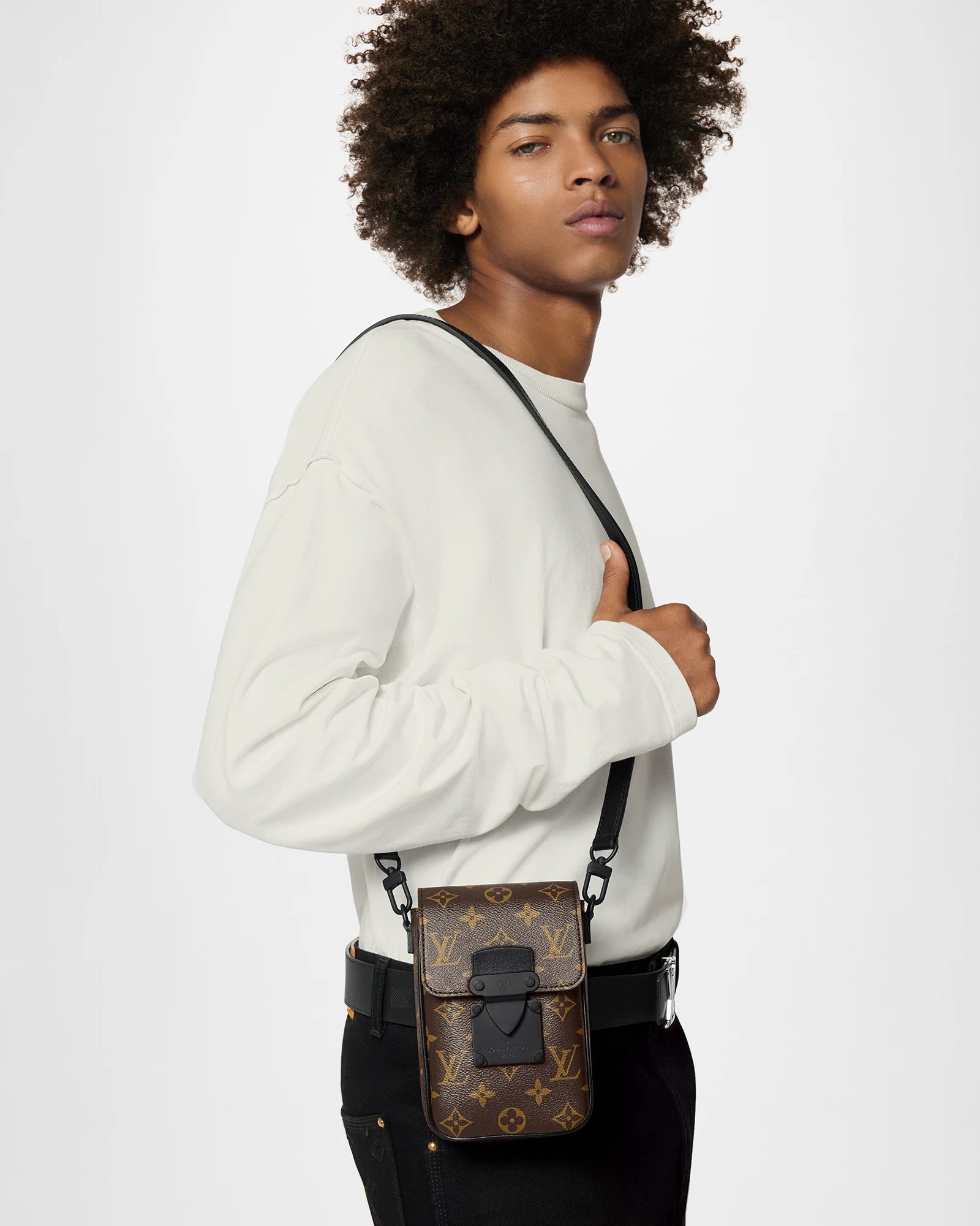 Louis Vuitton LV Unisex S Lock Sling Bag Monogram Macassar Coated