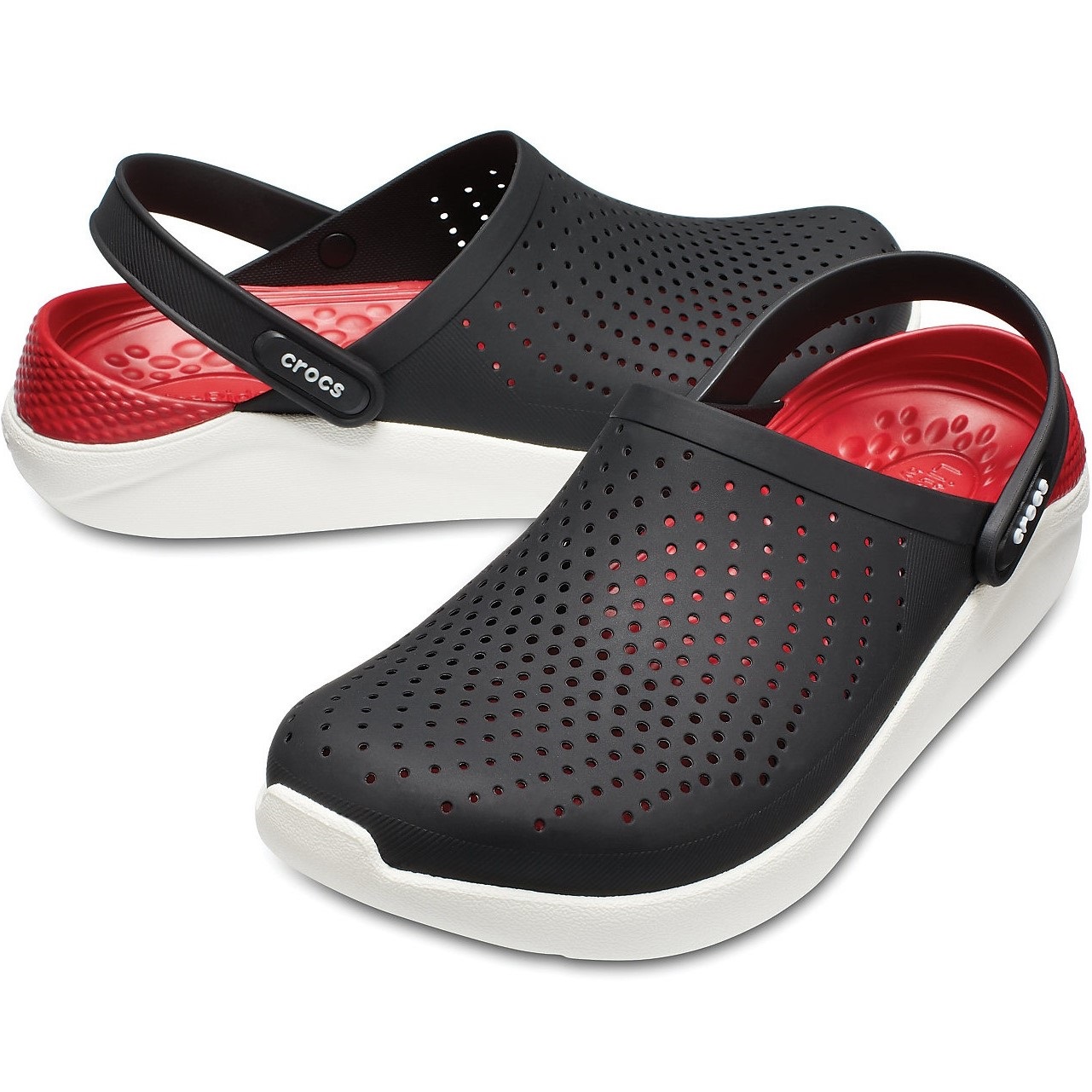 Dép Nam Crocs Mens LiteRide Black White Clogs 204592-066 7