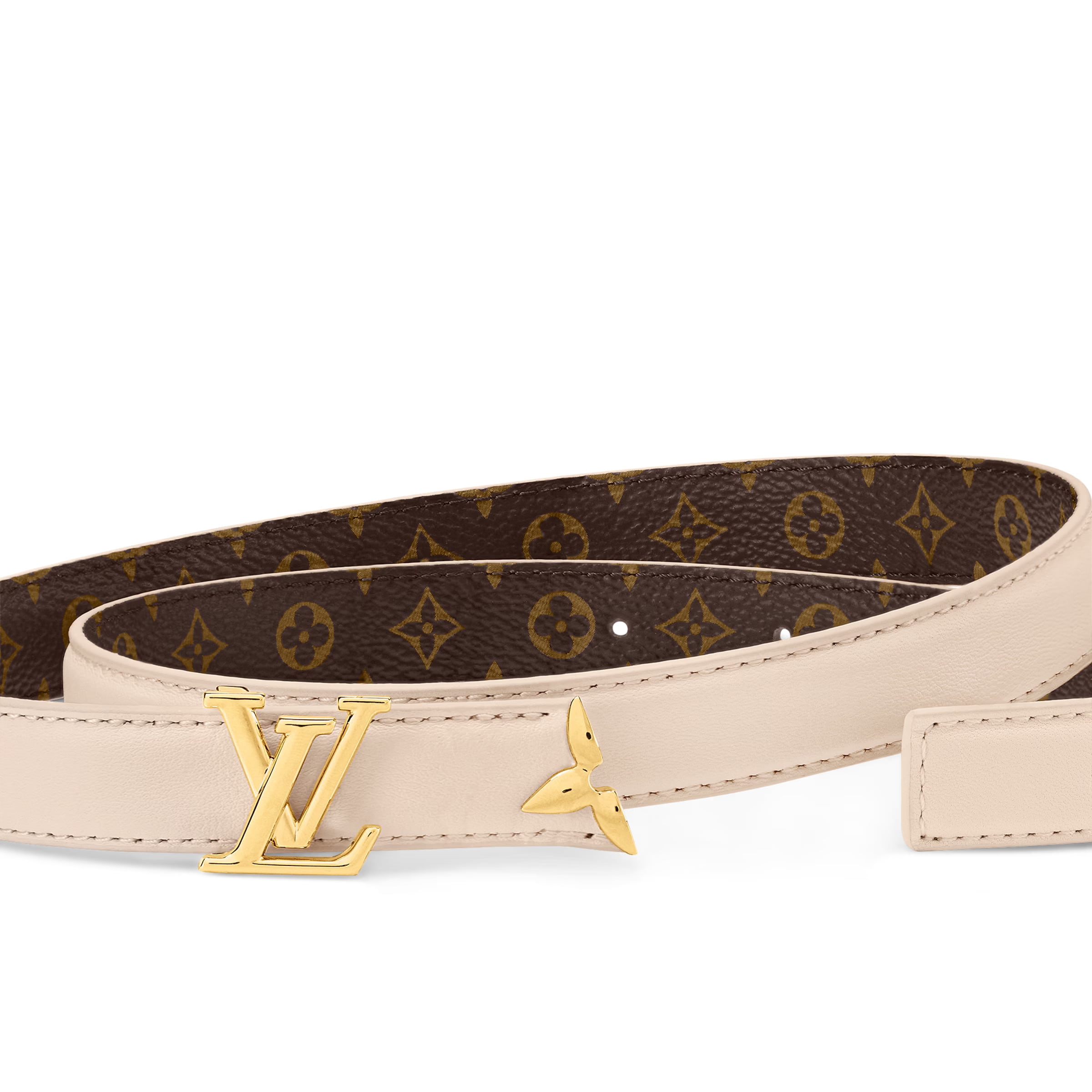 Dây nịt Louis Vuitton Pretty LV 20mm Reversible Belt Cream 2