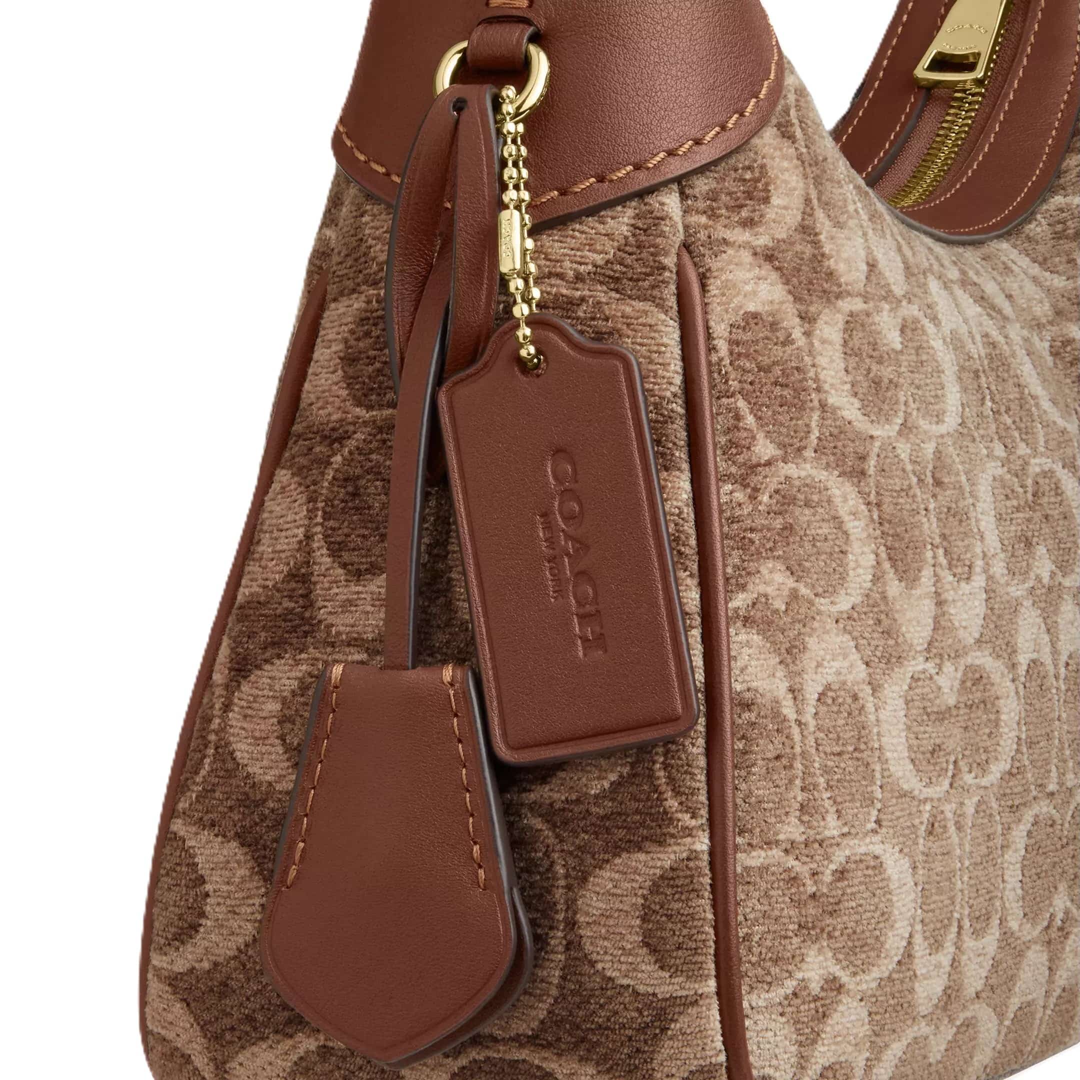 Túi Coach Ella Small Shoulder Bag In Signature Chenille Vintage Brown CDV37 1