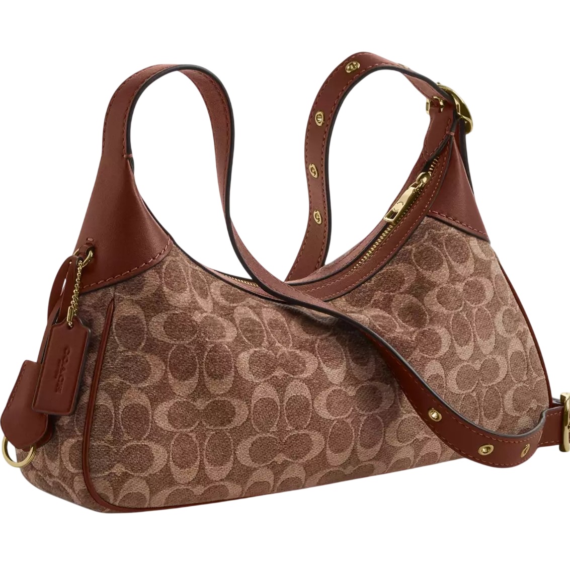 Túi Coach Ella Small Shoulder Bag In Signature Chenille Vintage Brown CDV37 4