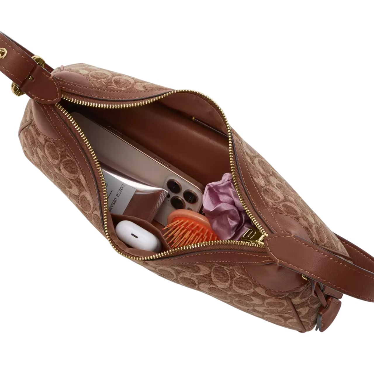 Túi Coach Ella Small Shoulder Bag In Signature Chenille Vintage Brown CDV37 3