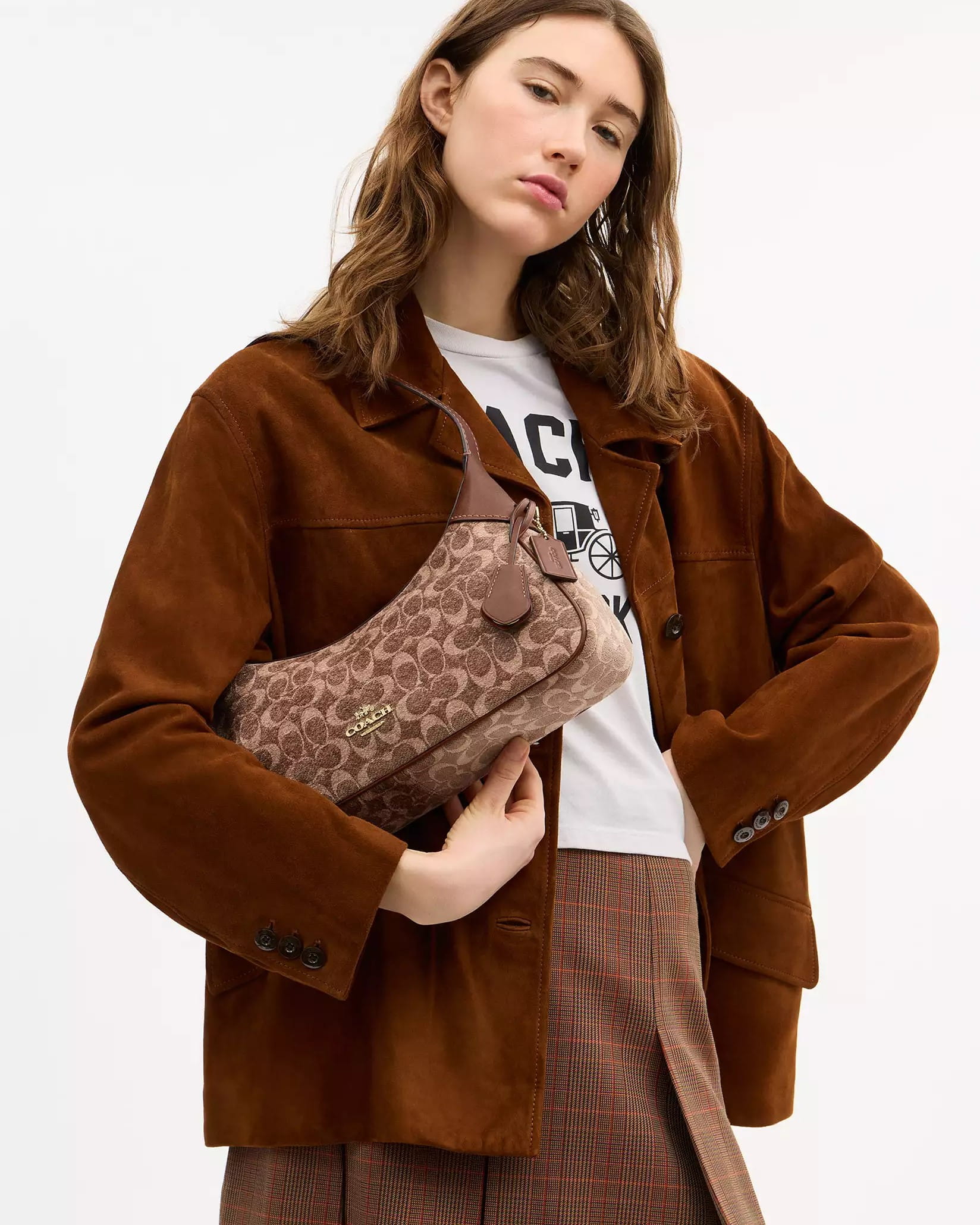 Túi Coach Ella Small Shoulder Bag In Signature Chenille Vintage Brown CDV37 8