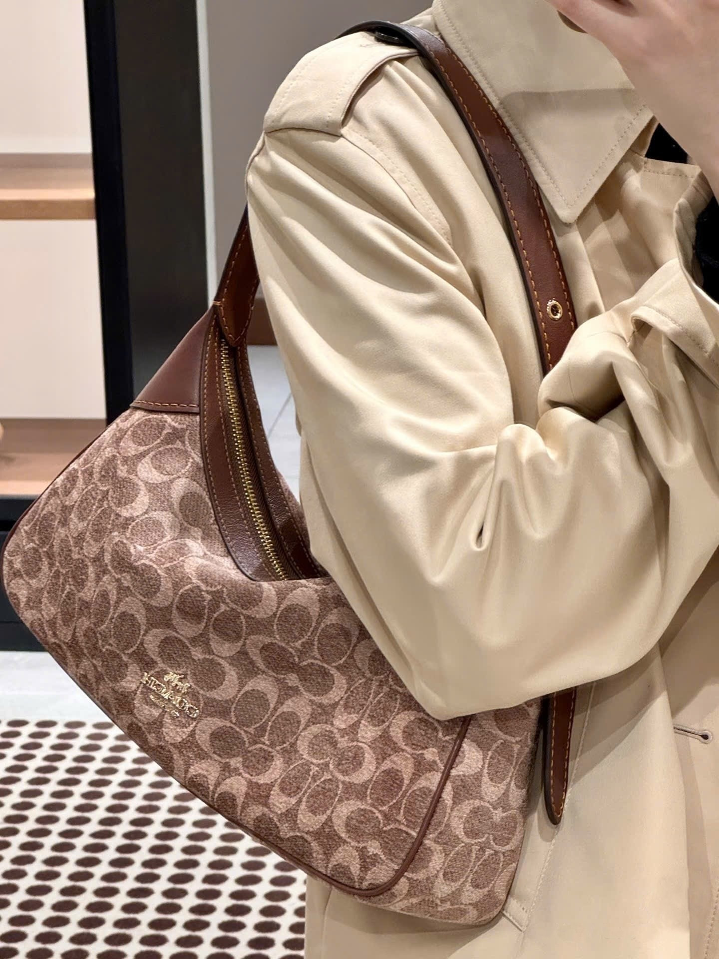 Túi Coach Ella Small Shoulder Bag In Signature Chenille Vintage Brown CDV37 9