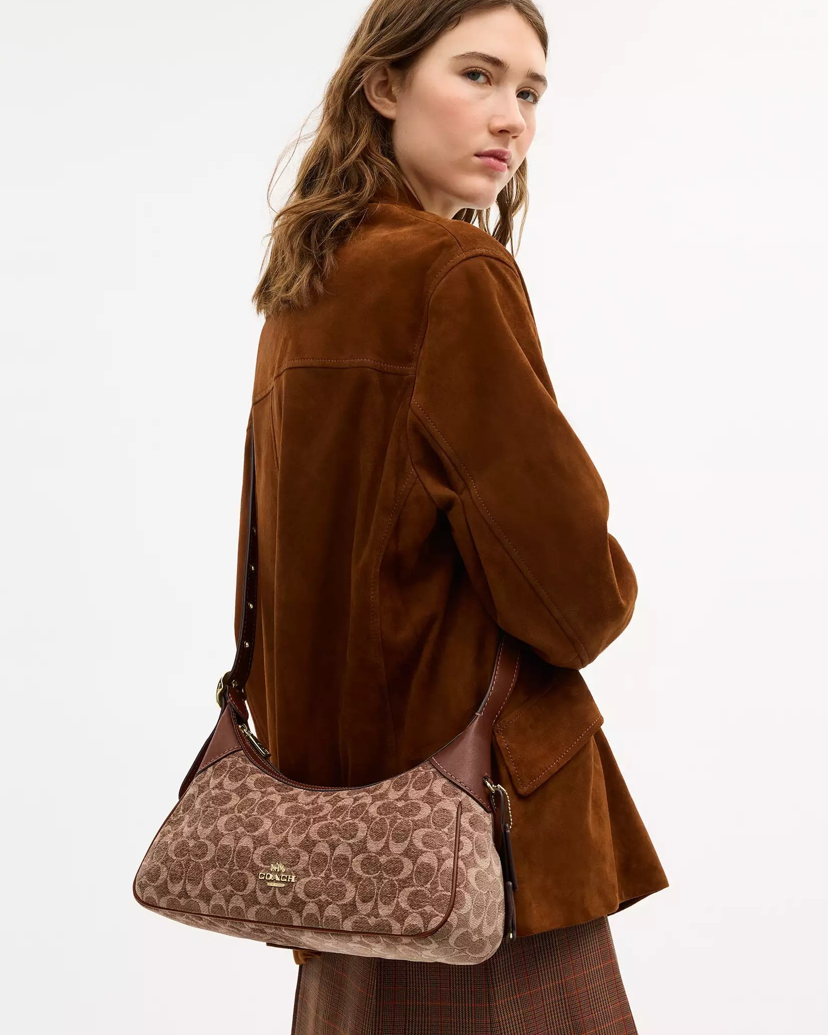 Túi Coach Ella Small Shoulder Bag In Signature Chenille Vintage Brown CDV37 7