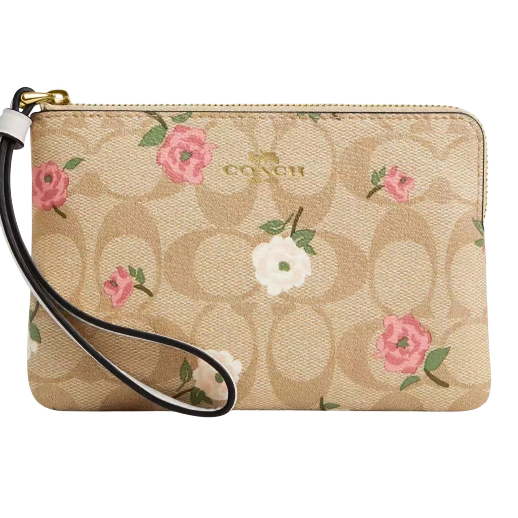 Ví Coach Corner Zip Wristlet In Signature Canvas With Floral Print CR973 2