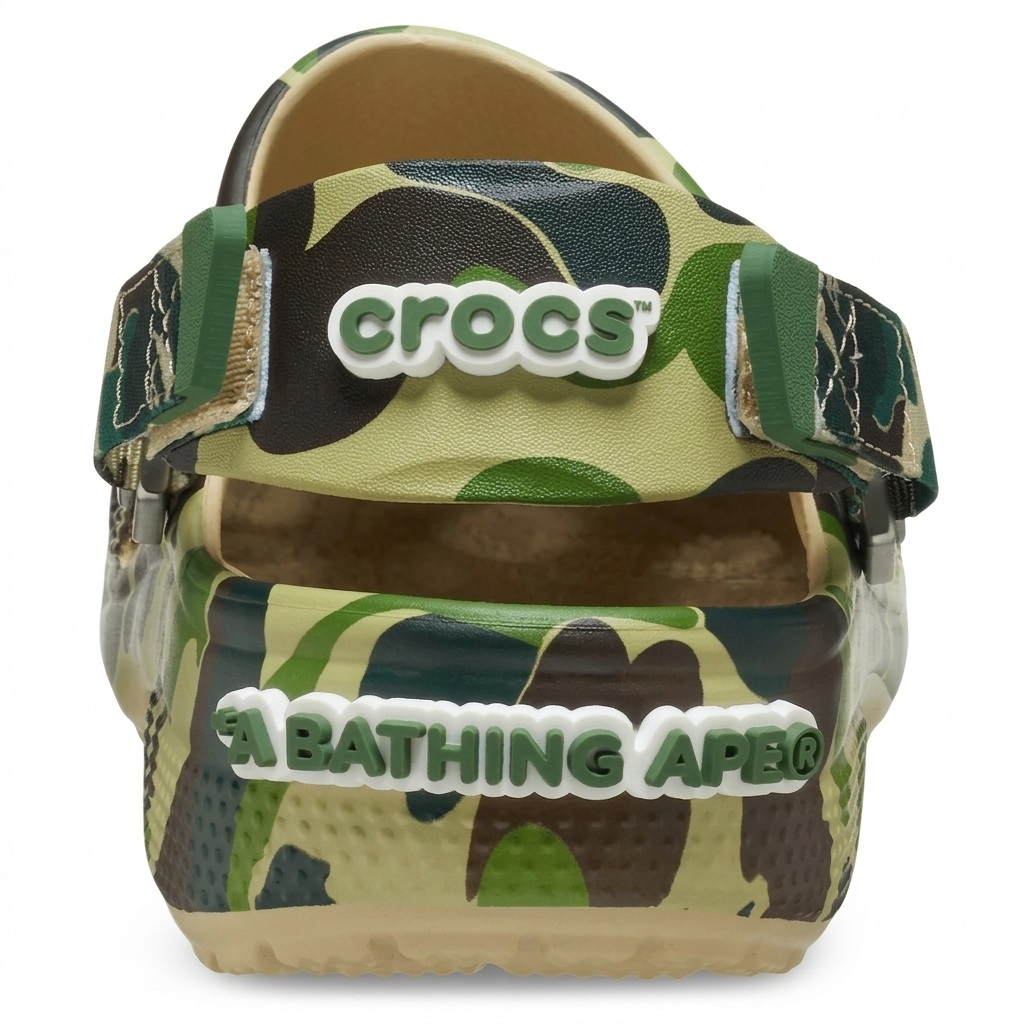 Dép Crocs x Bape Classic Clog Carnation A Bathing Ape ABC Camo Print Chai 209627-212 4