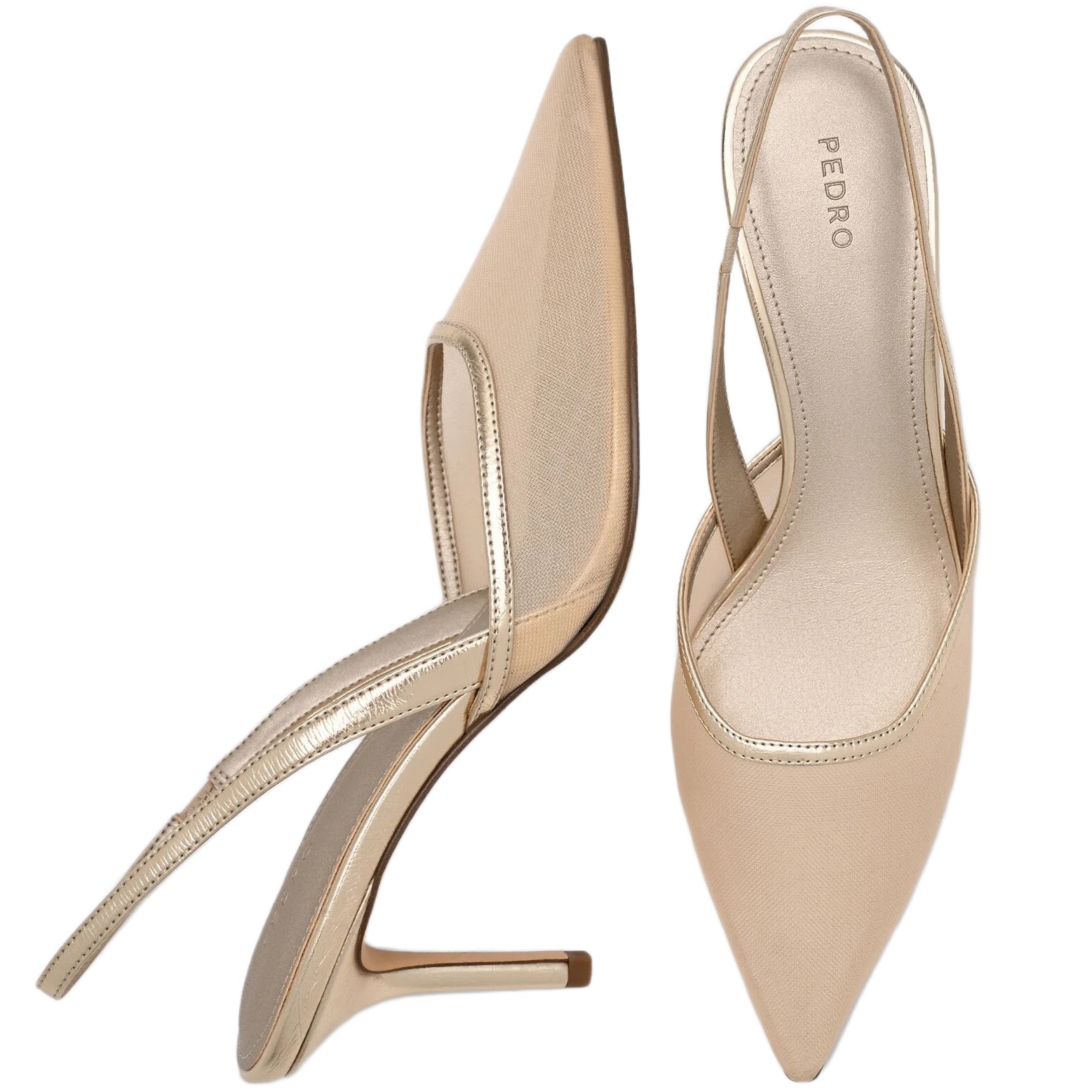 Giày cao gót Pedro Mesh Slingback Heel Pumps Gold PW1-25480280 5