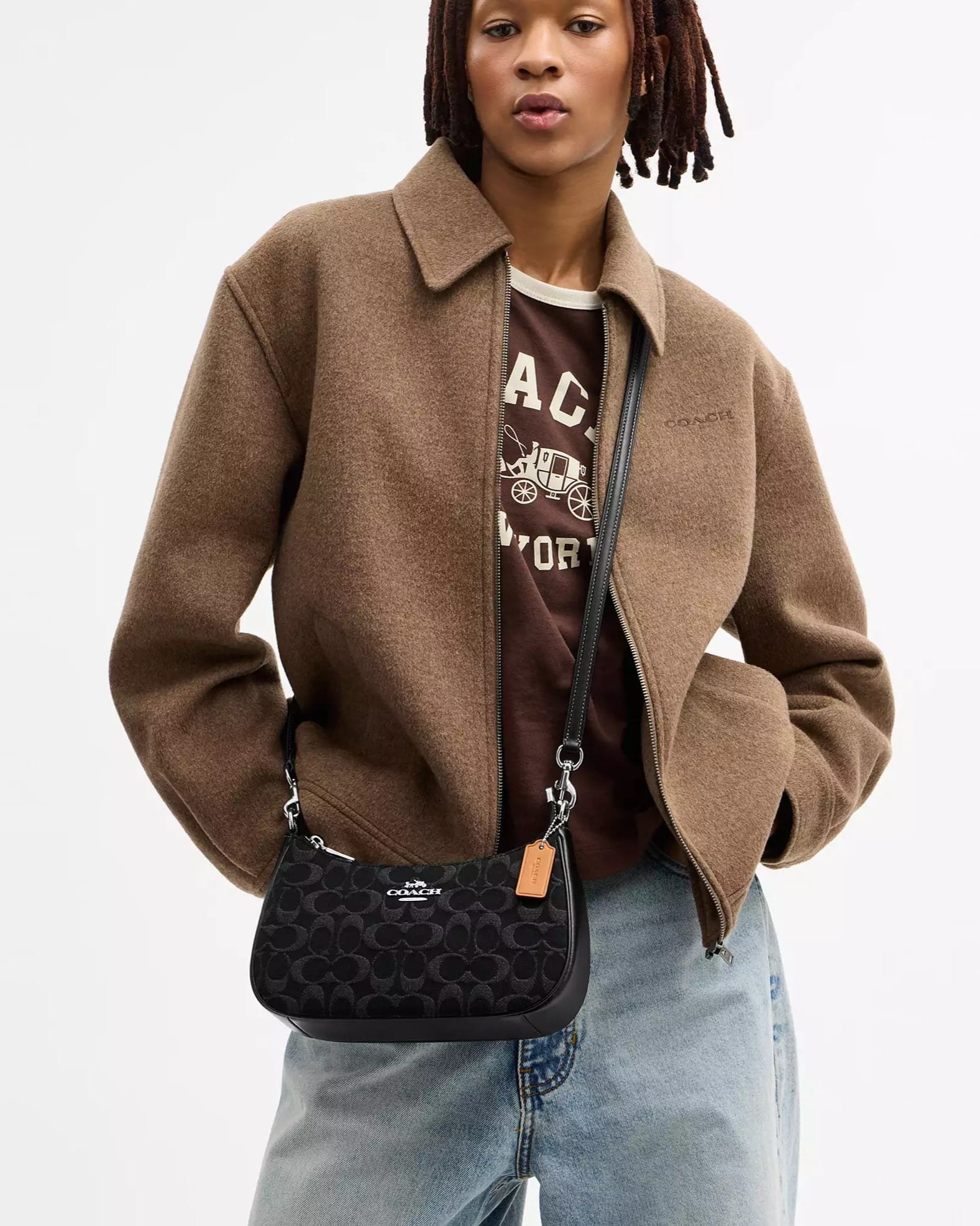 Túi Coach Teri Shoulder Bag In Signature Denim Black CDE43 9