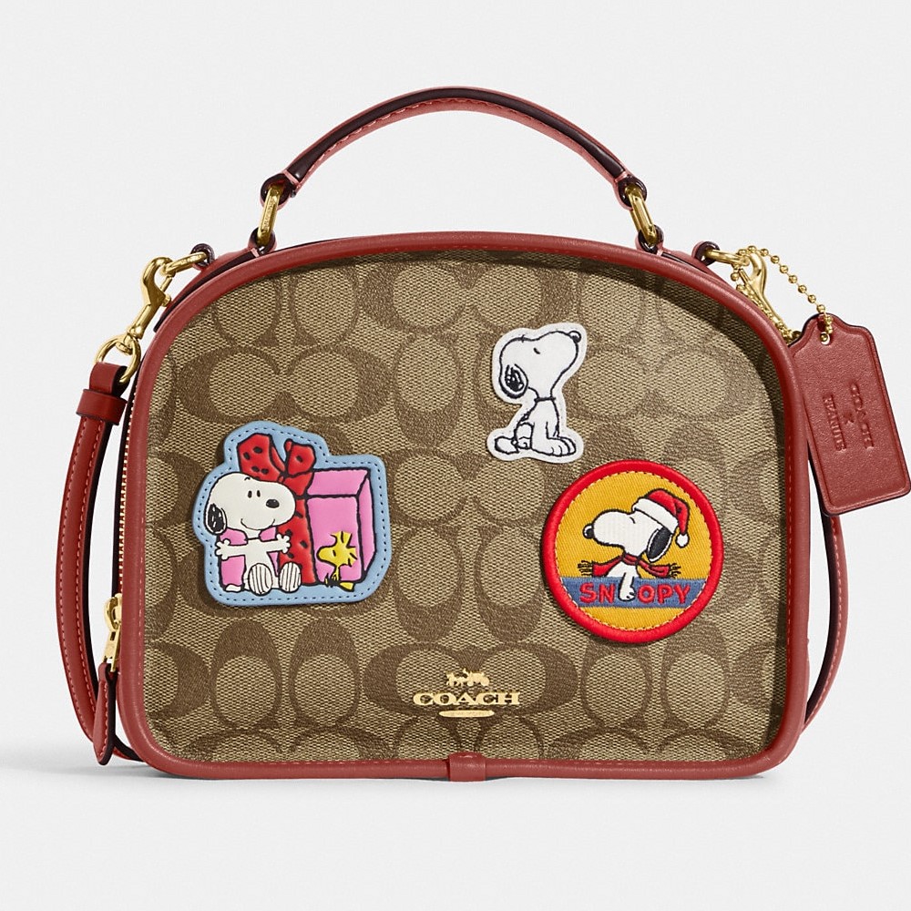 TÚI XÁCH NỮ COACH X PEANUTS LUNCH PAIL SNOOPY IN SIGNATURE CANVAS WITH PATCHES CE847 2