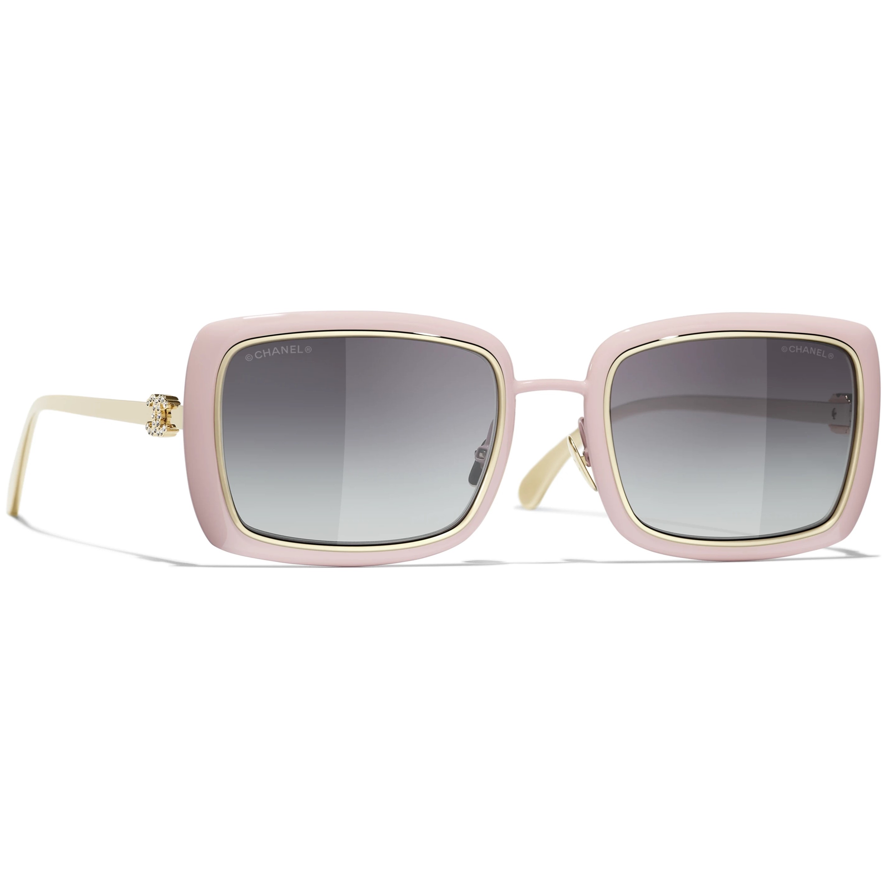 Kính mát Chanel Rectangle Sunglasses Metal Pale Pink 9576B 1