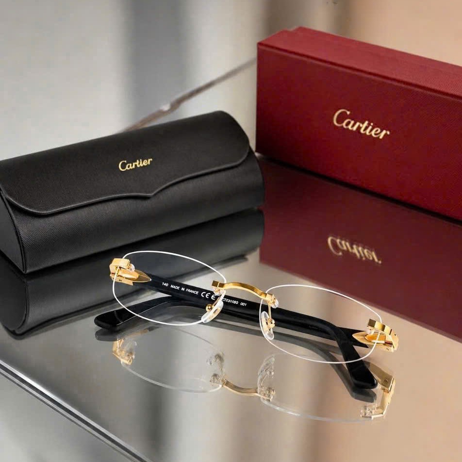 Kính Mắt Cận Cartier Gold Black Transparent CT0318O 001 6