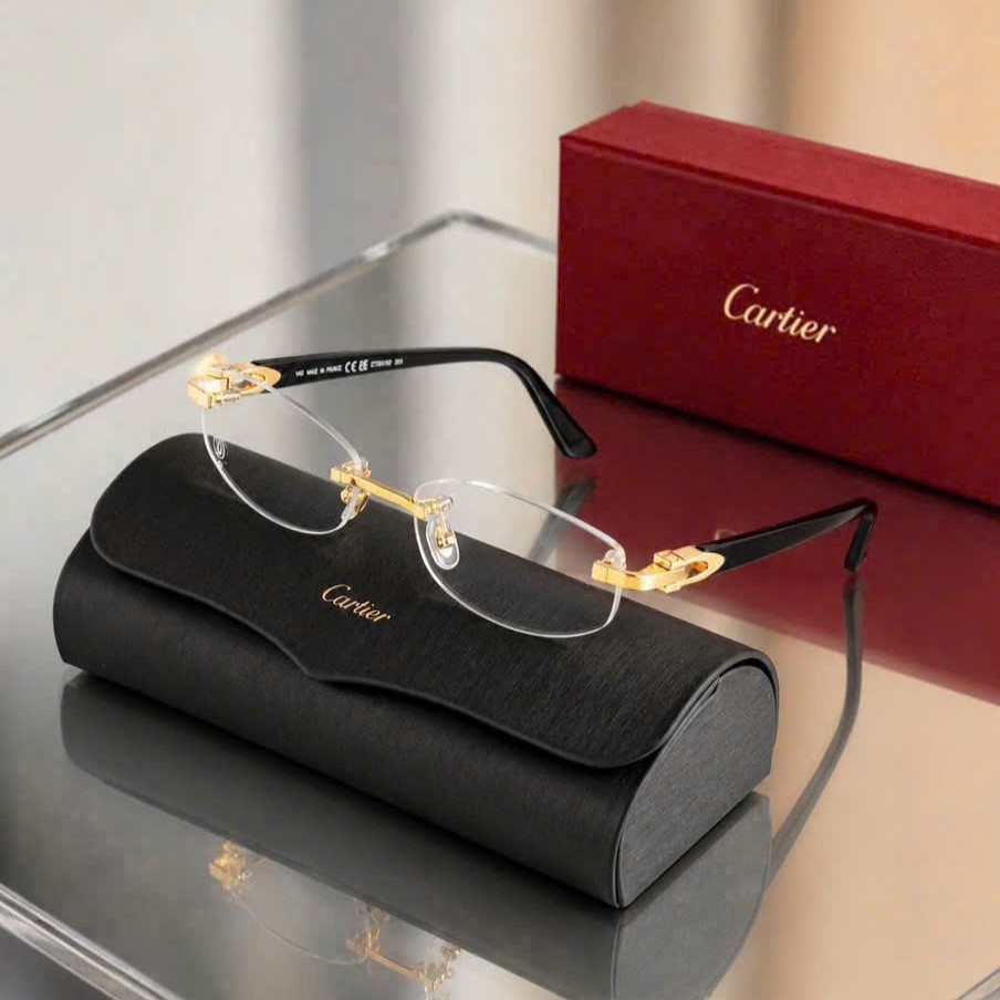 Kính Mắt Cận Cartier Gold Black Transparent CT0318O 001 7