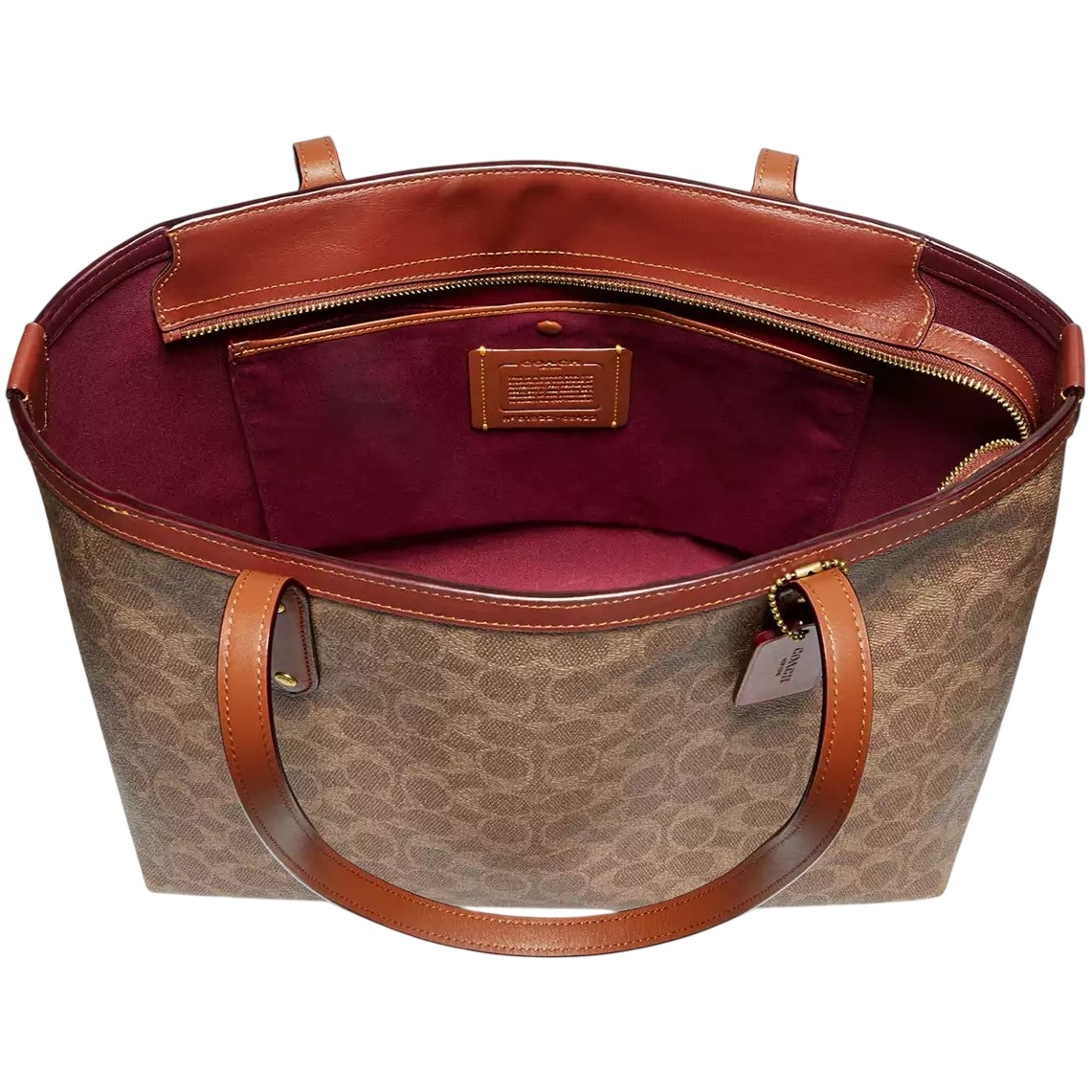 Túi Coach Central Tote With Zip In Signature Canvas Sand Brown 69422 4