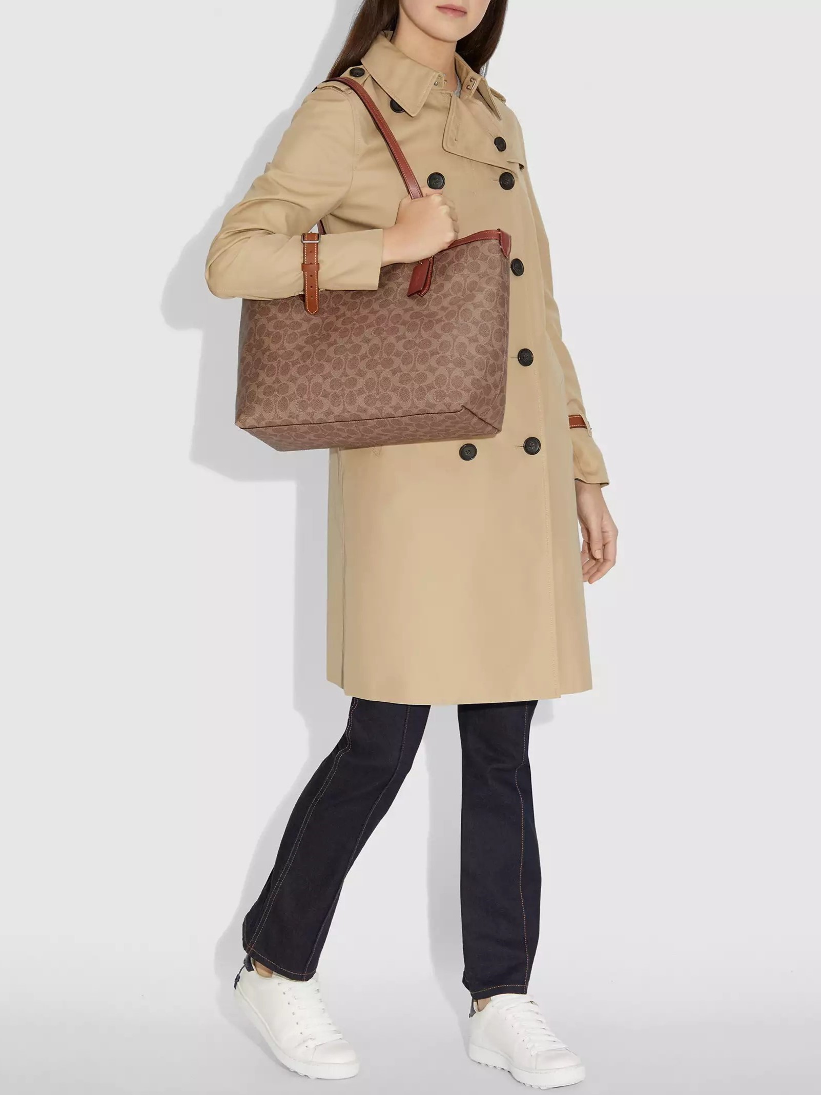 Túi Coach Central Tote With Zip In Signature Canvas Sand Brown 69422 5