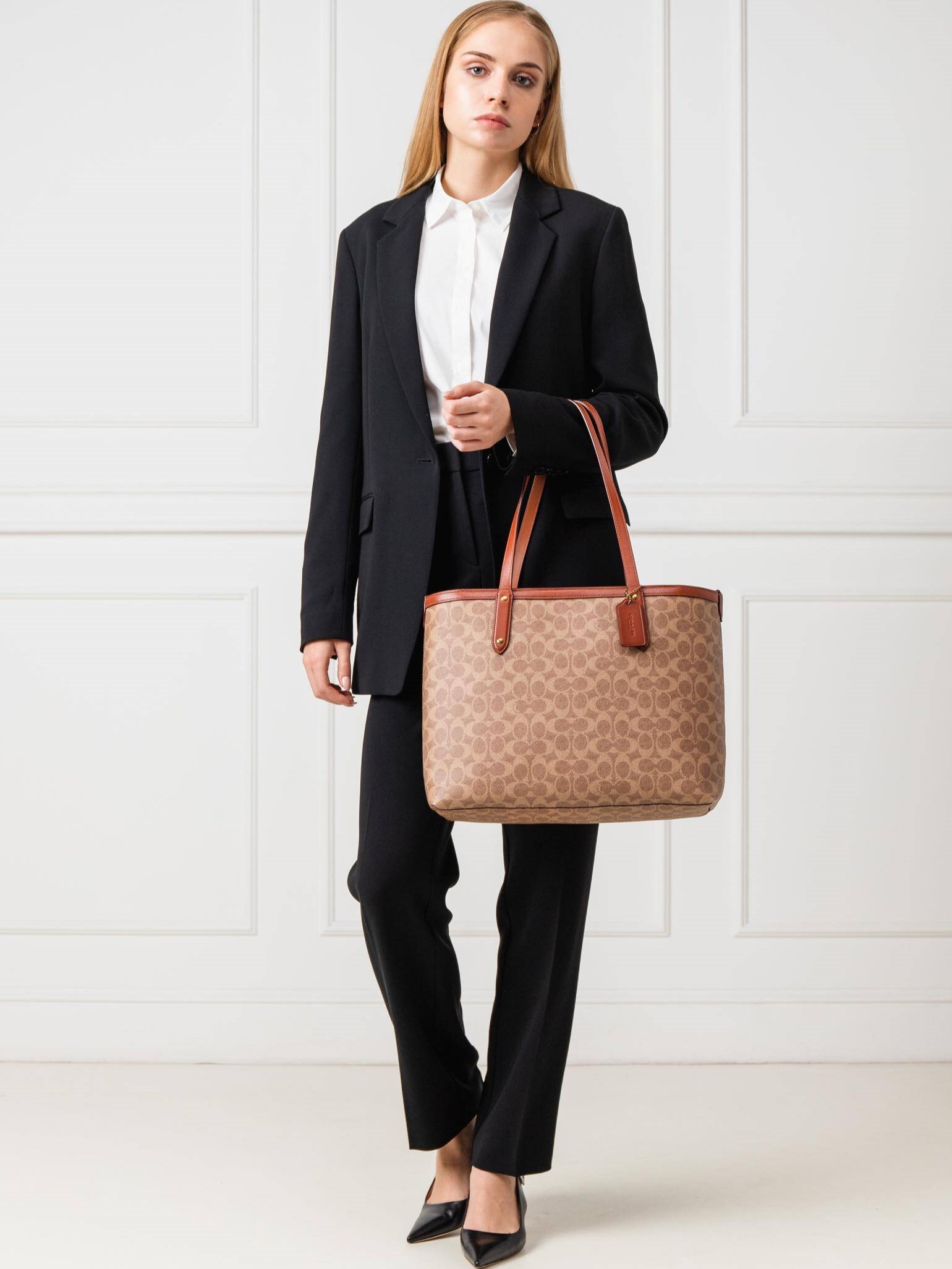 Túi Coach Central Tote With Zip In Signature Canvas Sand Brown 69422 8