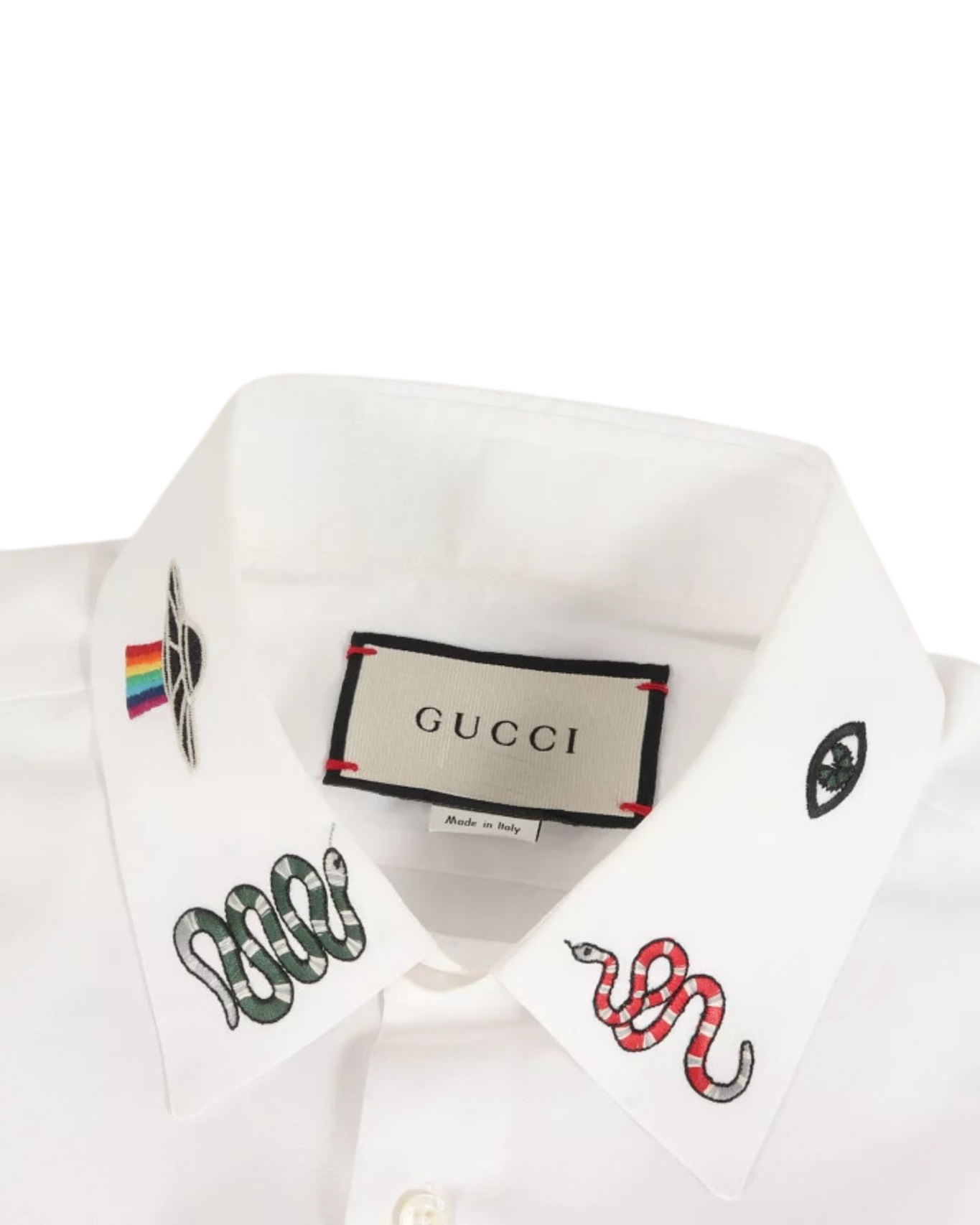 Áo Gucci Nam White Symbols Shirt with Snake Eye and UFO Design 4