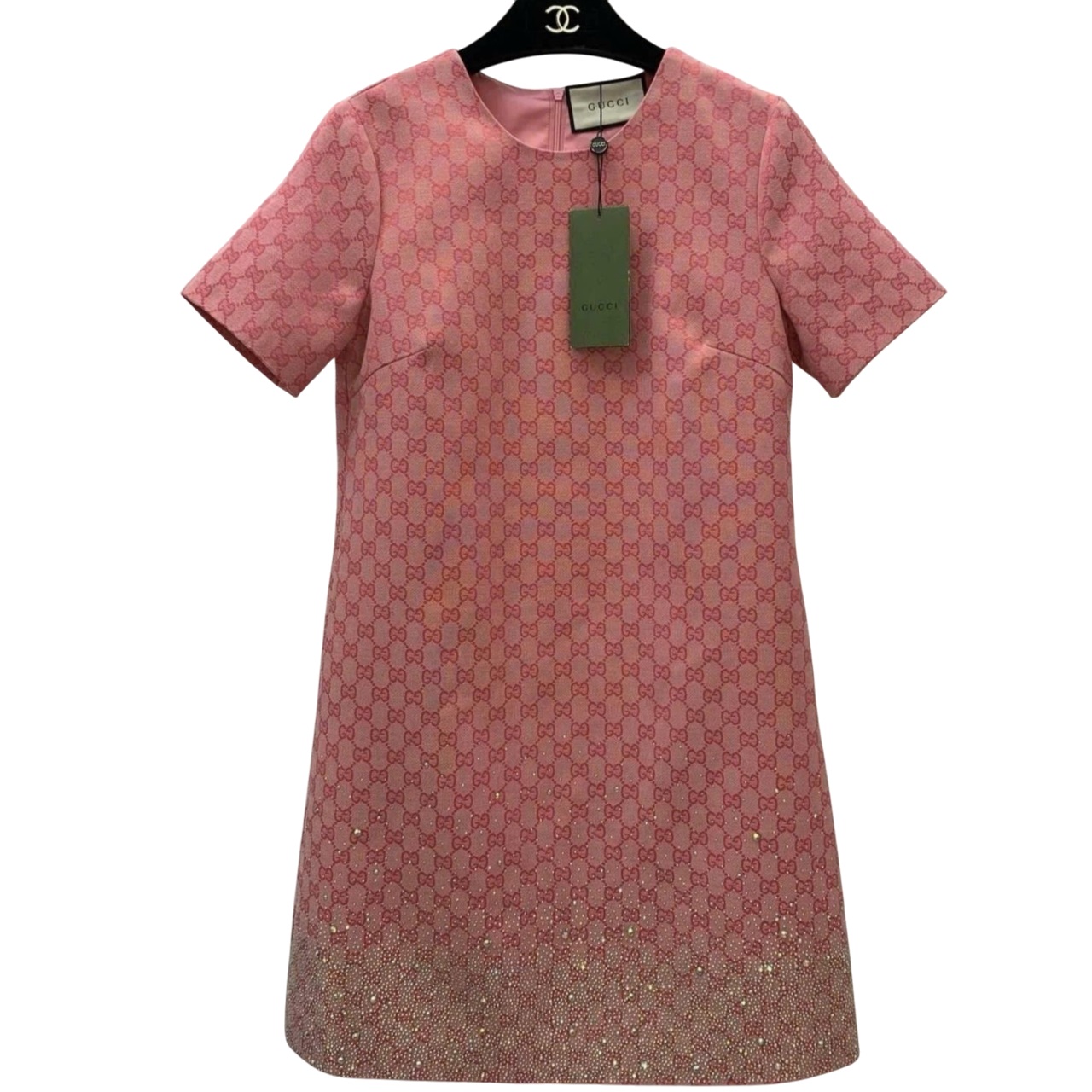 Áo đầm nữ Gucci màu hồng đ1inh đá 2