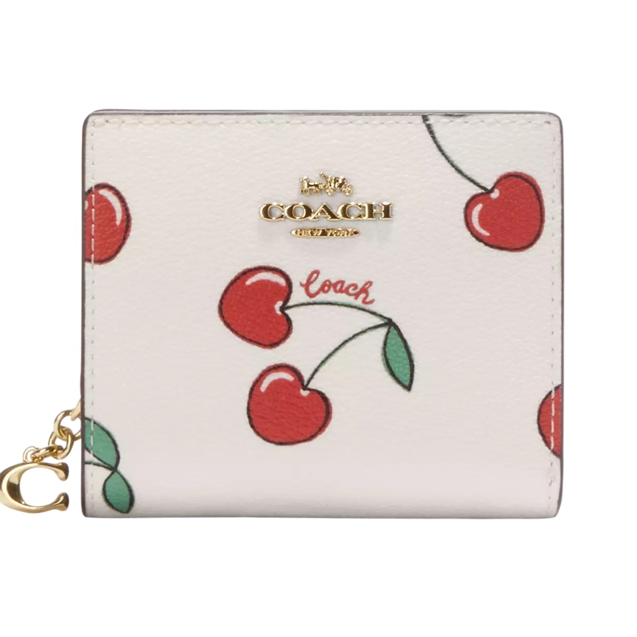 Ví nữ ngắn Coach Snap Wallet With Heart Cherry Print CF407 3