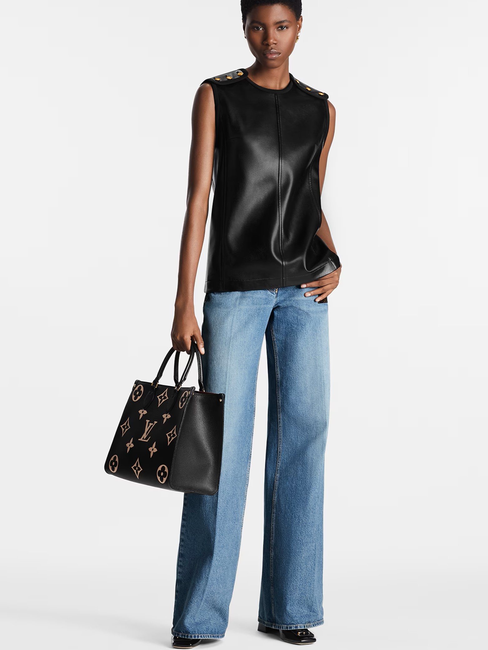 Túi Louis Vuitton Onthego MM Tote Bag Bicolor Monogram Empreinte Leather Black M45495 8