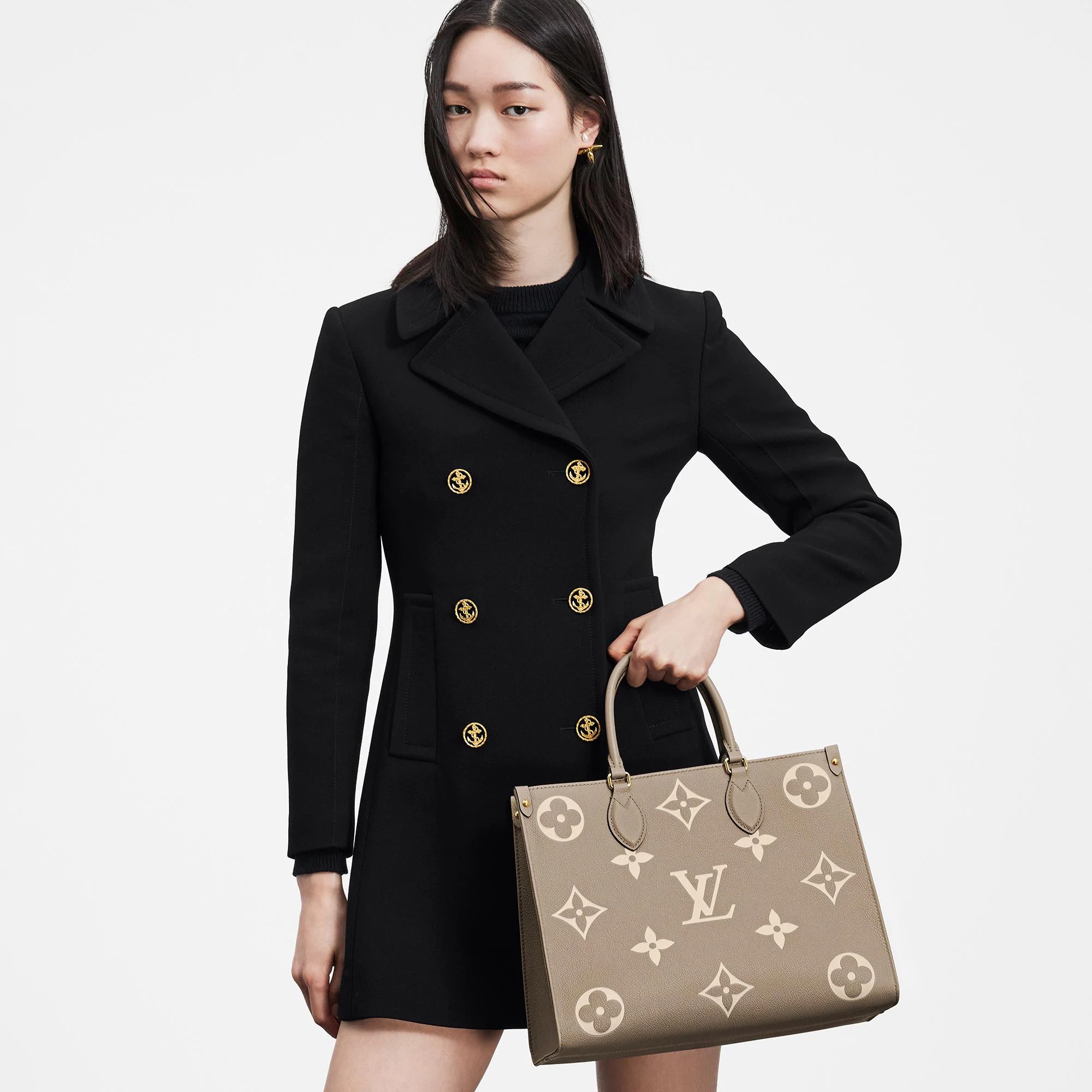Túi Louis Vuitton Onthego MM Tote Bag Bicolor Monogram Empreinte Leather Tourterelle Grey M45494 10