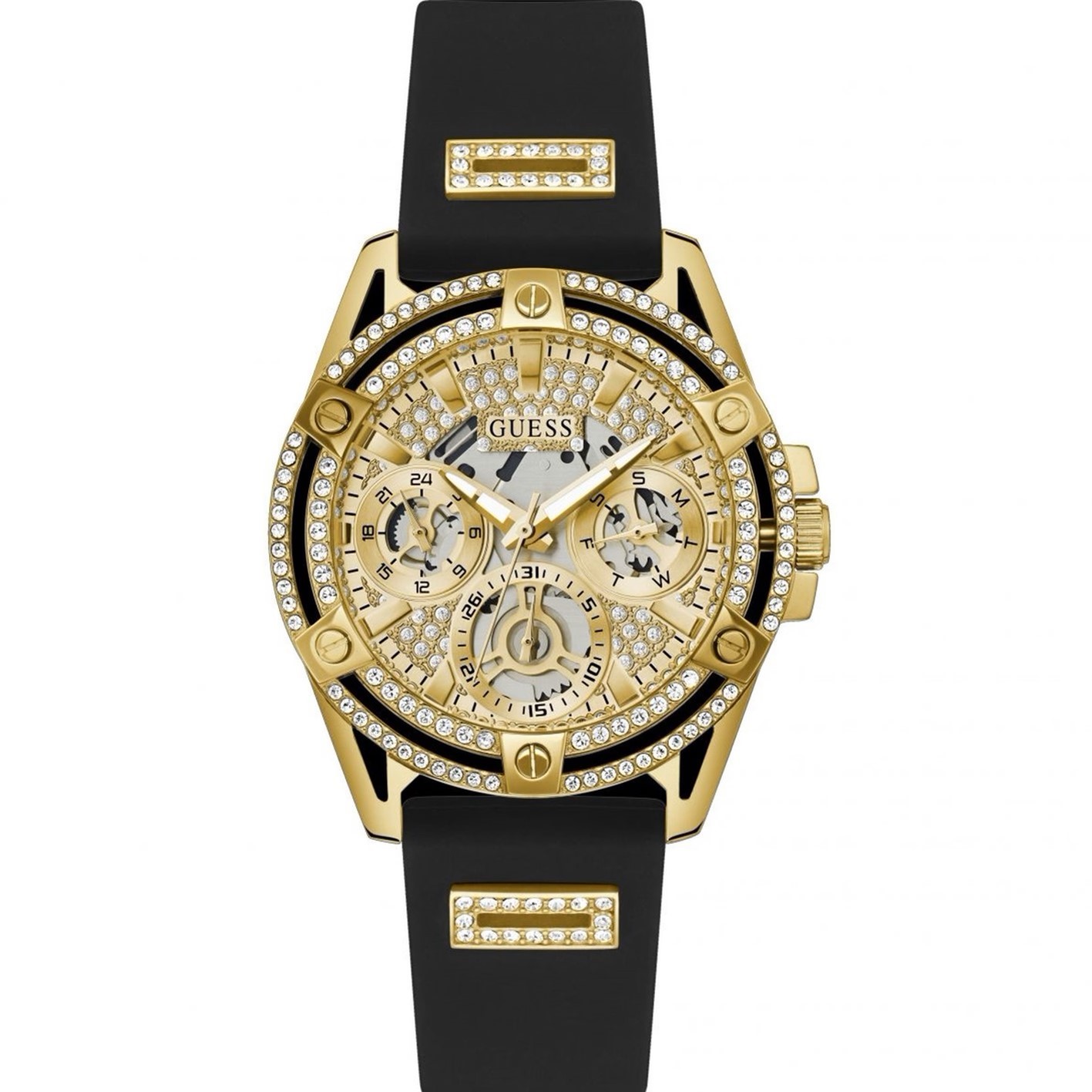 ĐỒNG HỒ GUESS GOLD-TONE MULTI-FUNCTION BLACK SILICONE WATCH GW0536L3 5