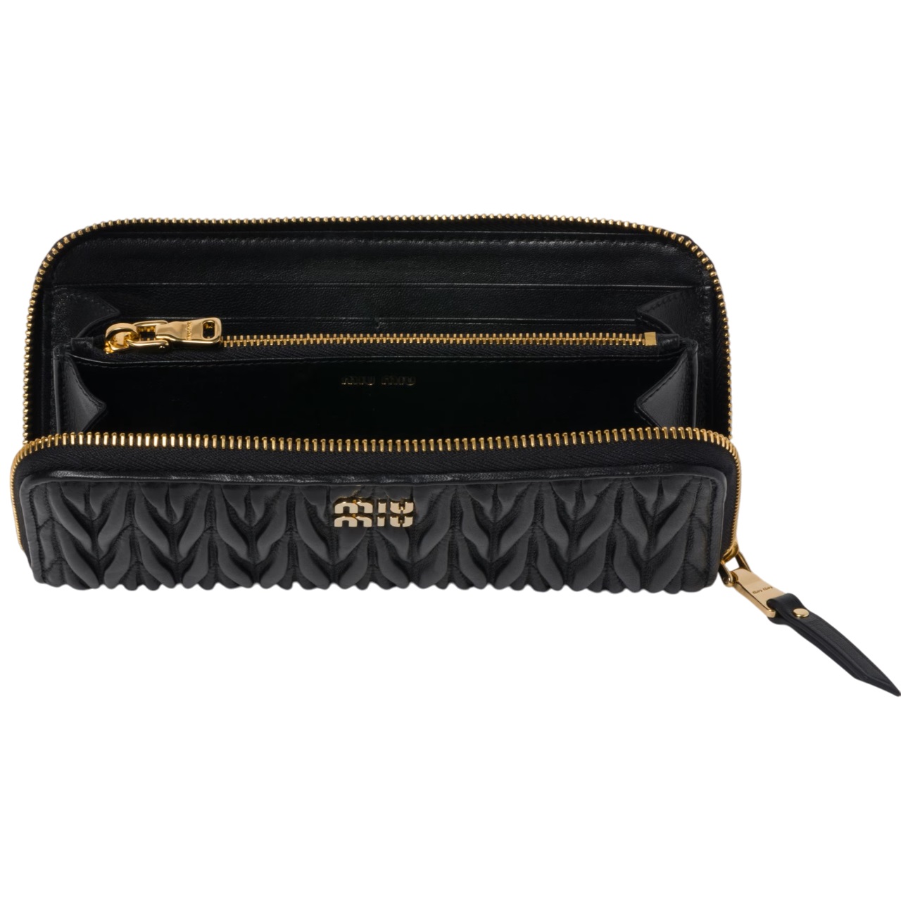 Ví dài Miu Miu Large Matelassé Nappa Leather Wallet Black 1