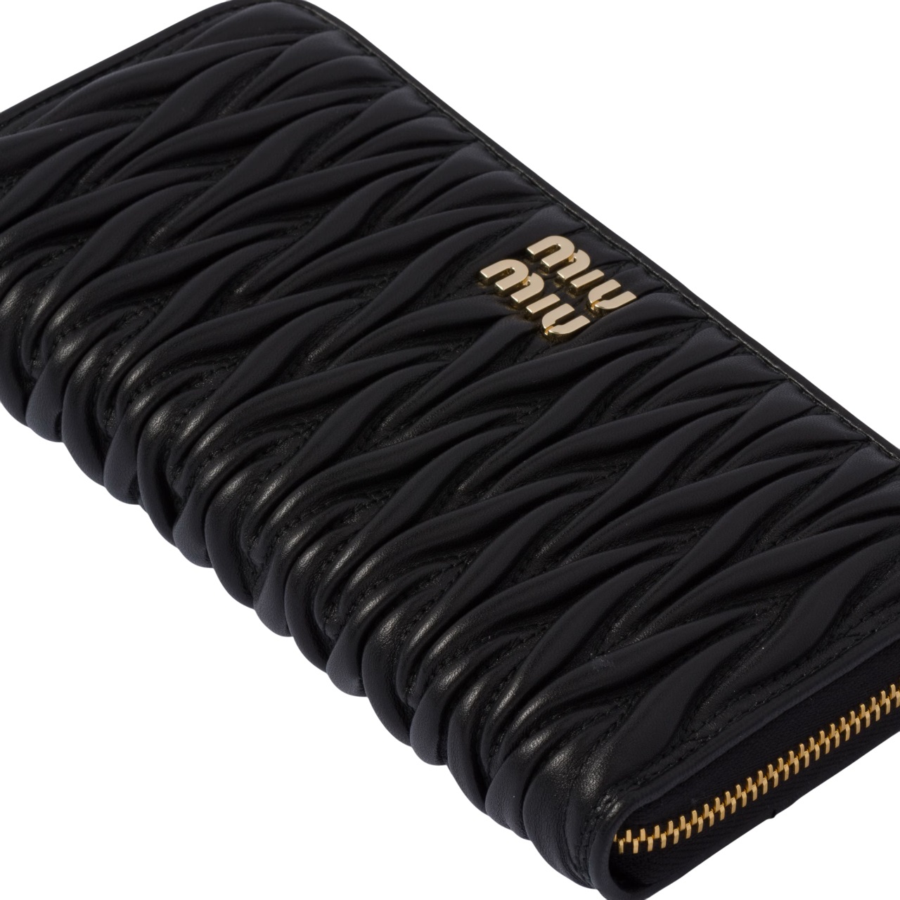 Ví dài Miu Miu Large Matelassé Nappa Leather Wallet Black 3
