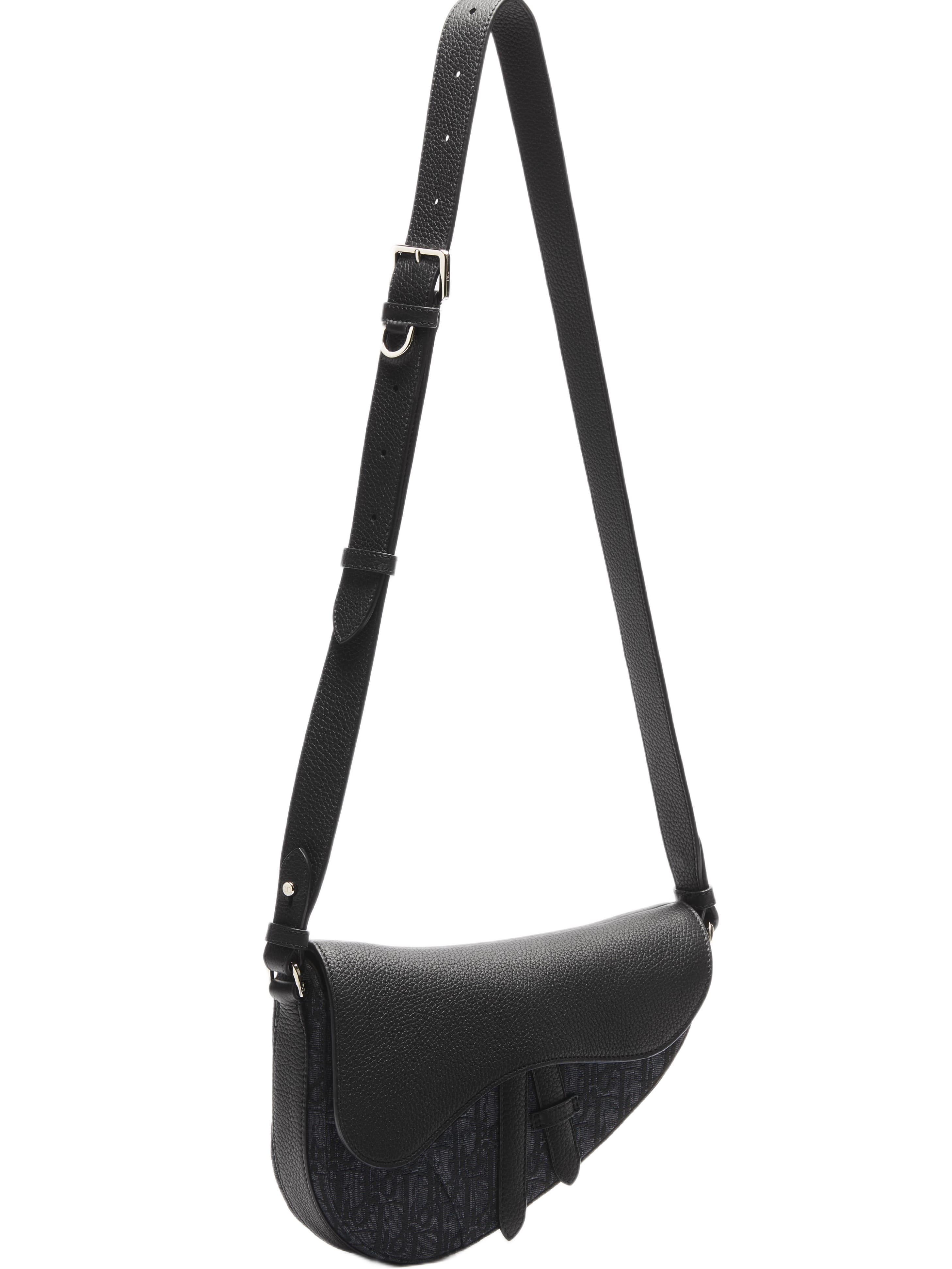Túi Dior Saddle Bag Black Grained Taurillon Leather and Black Dior Oblique Jacquard 2
