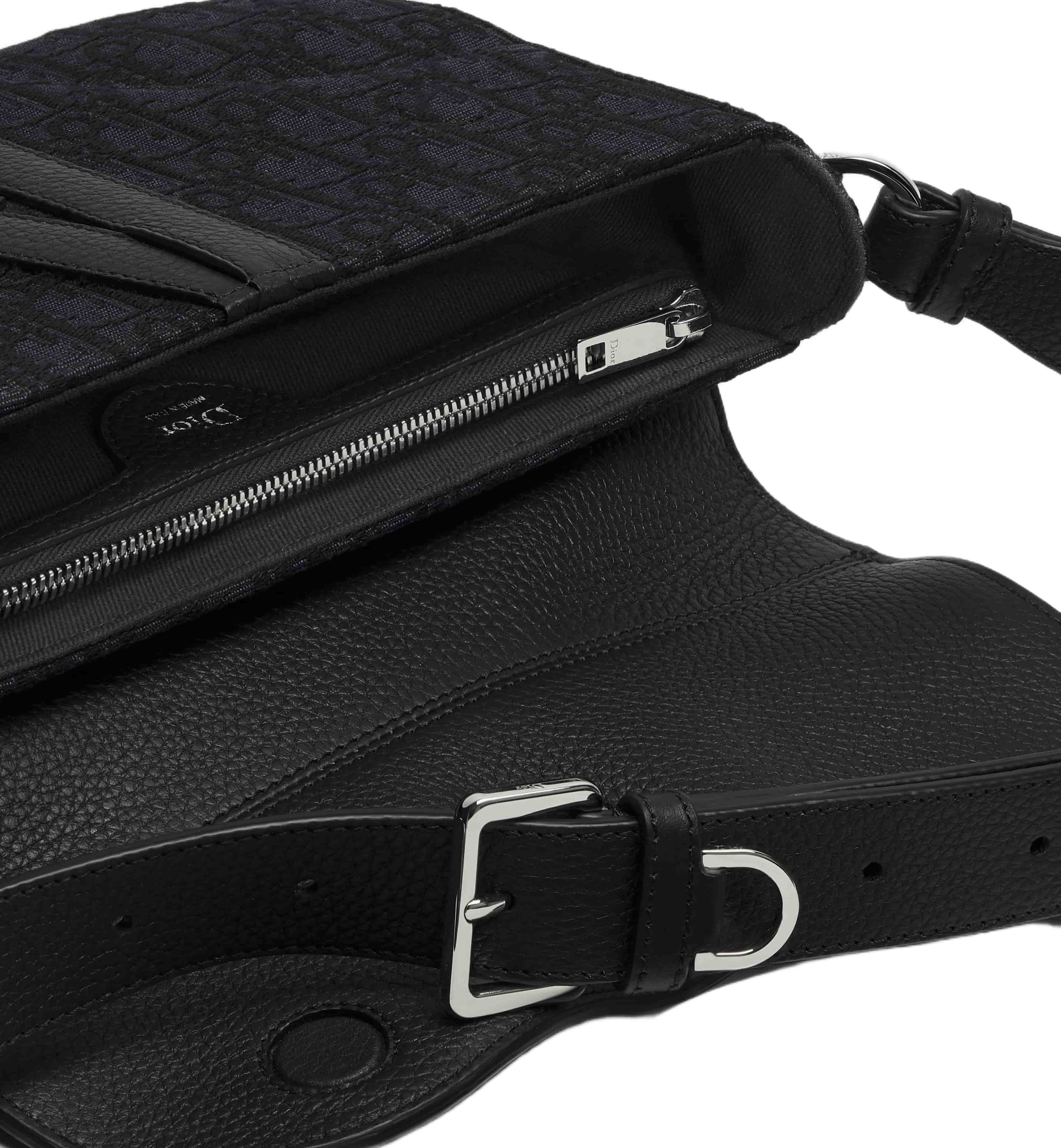 Túi Dior Saddle Bag Black Grained Taurillon Leather and Black Dior Oblique Jacquard 4