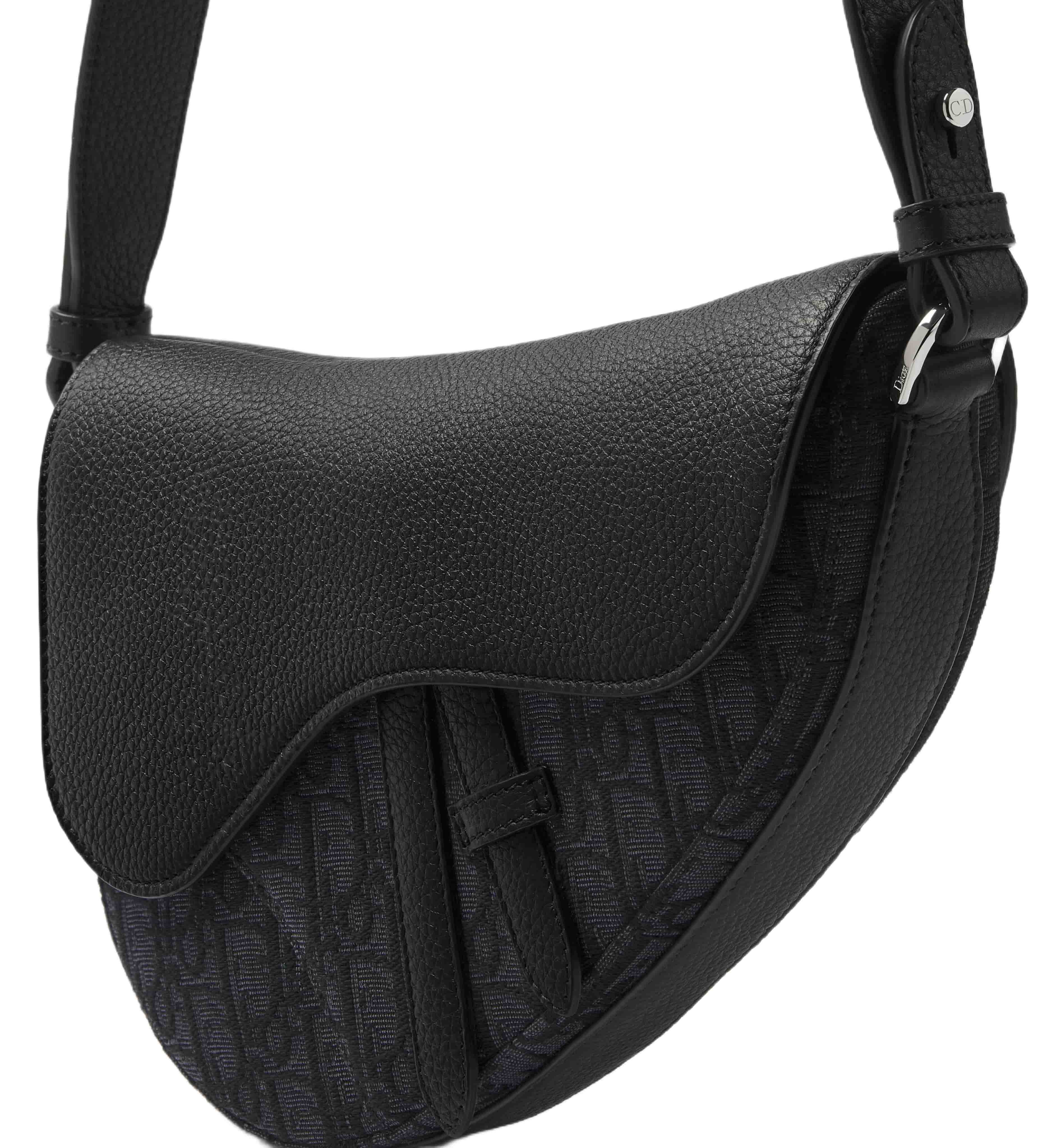 Túi Dior Saddle Bag Black Grained Taurillon Leather and Black Dior Oblique Jacquard 5