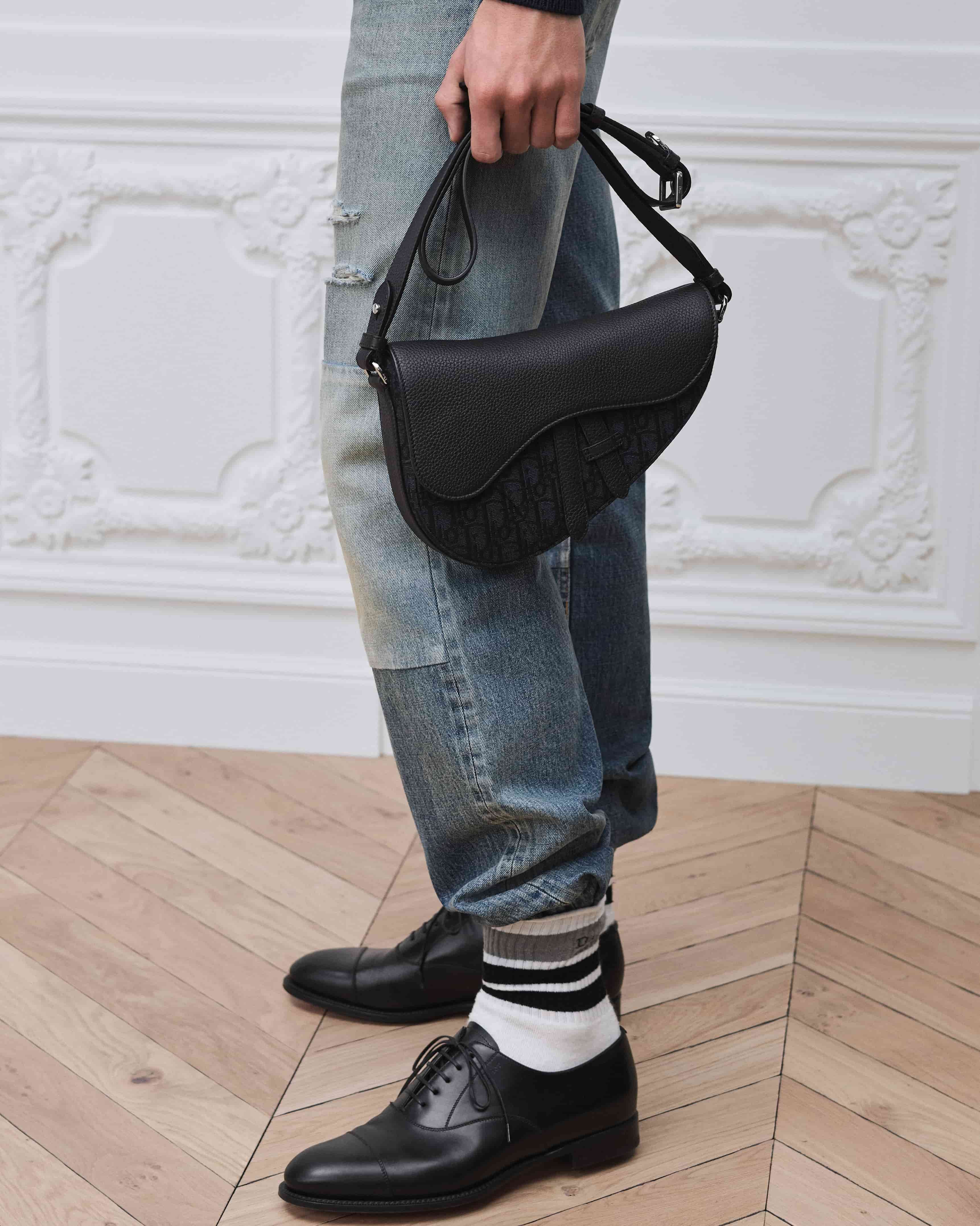 Túi Dior Saddle Bag Black Grained Taurillon Leather and Black Dior Oblique Jacquard 7