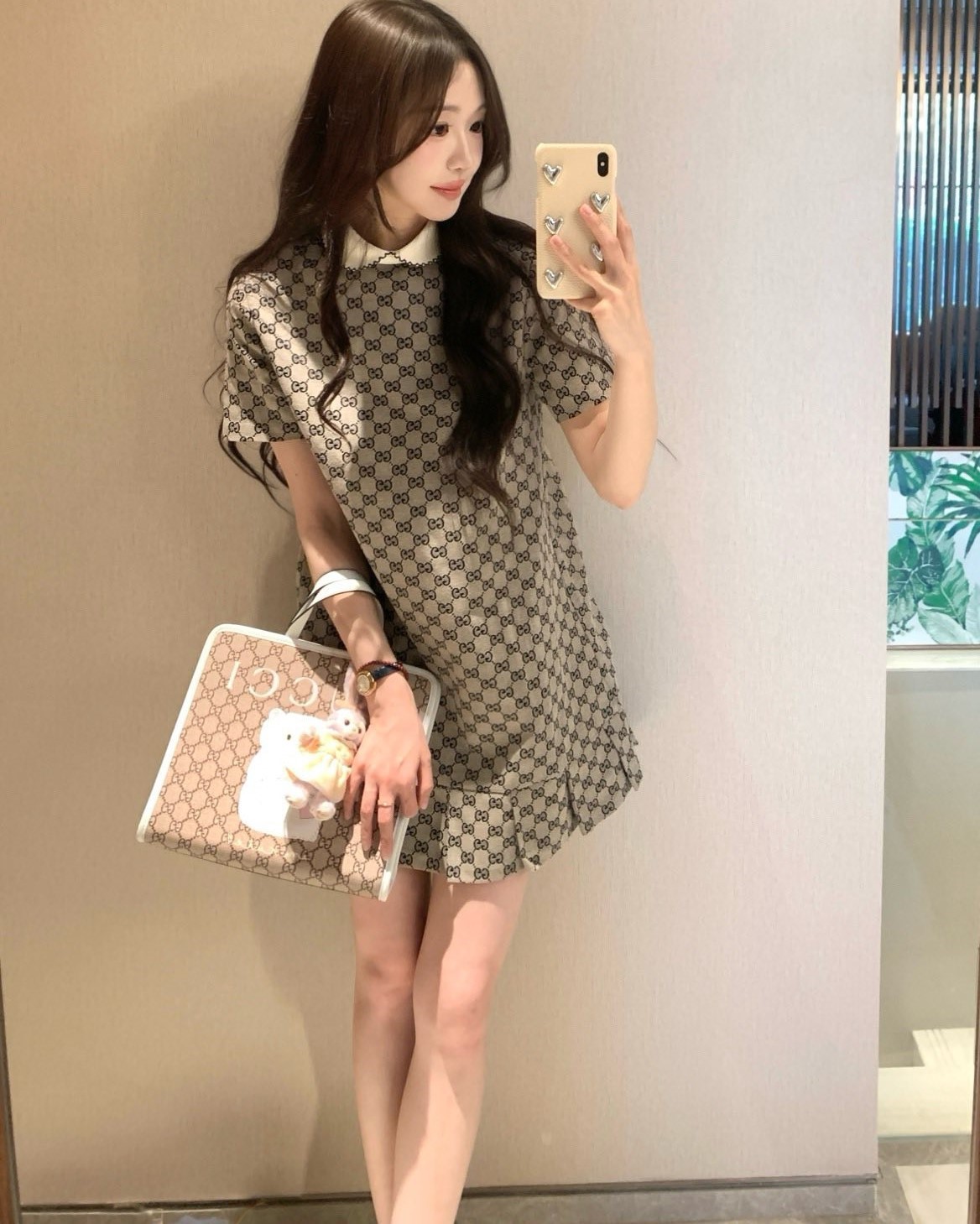 Áo đầm nữ phối cổ bẻ dáng váy xếp tầng Gucci 11
