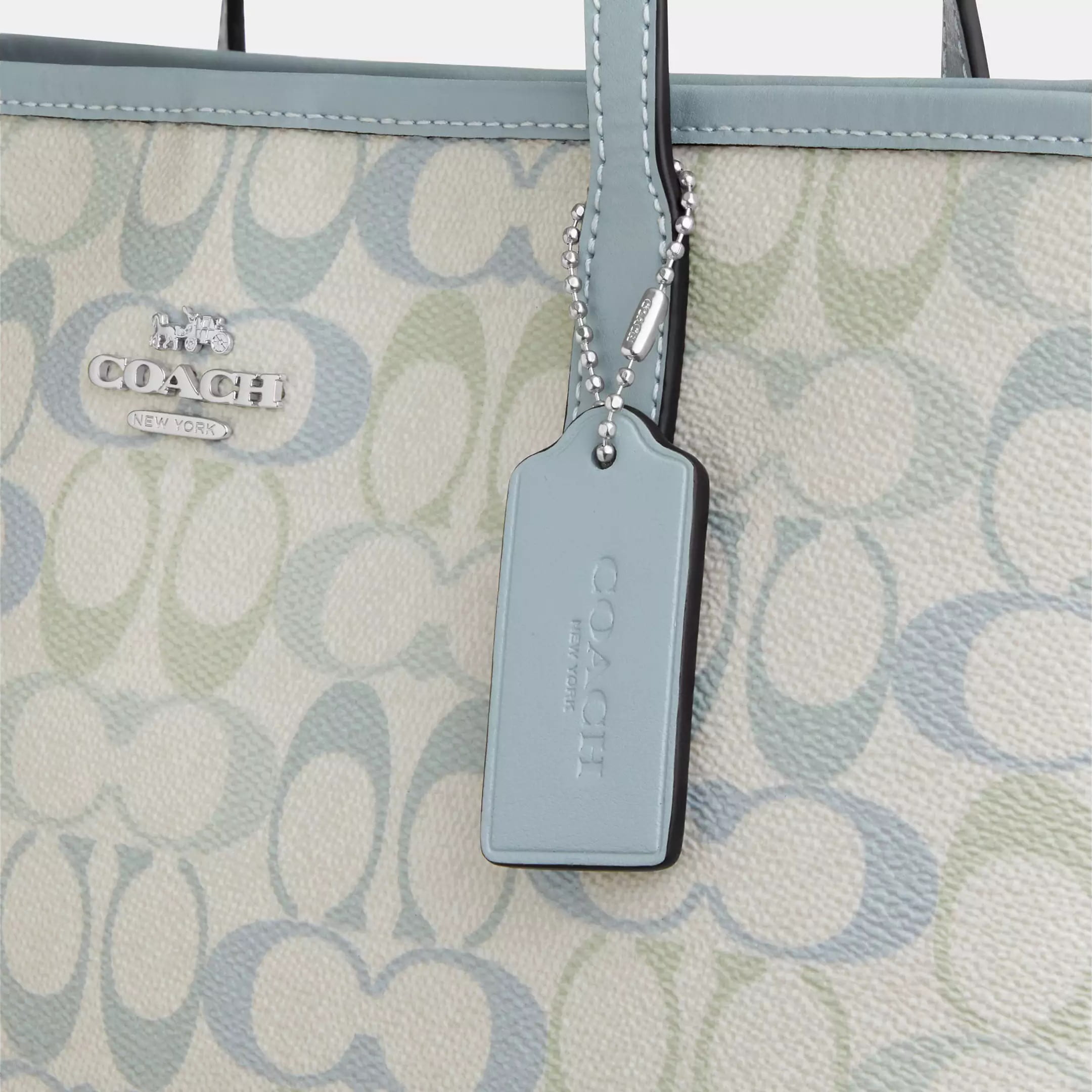 Túi Coach Medium City Tote Bag Pretty Signature Canvas Choke Blue CDZ09 1