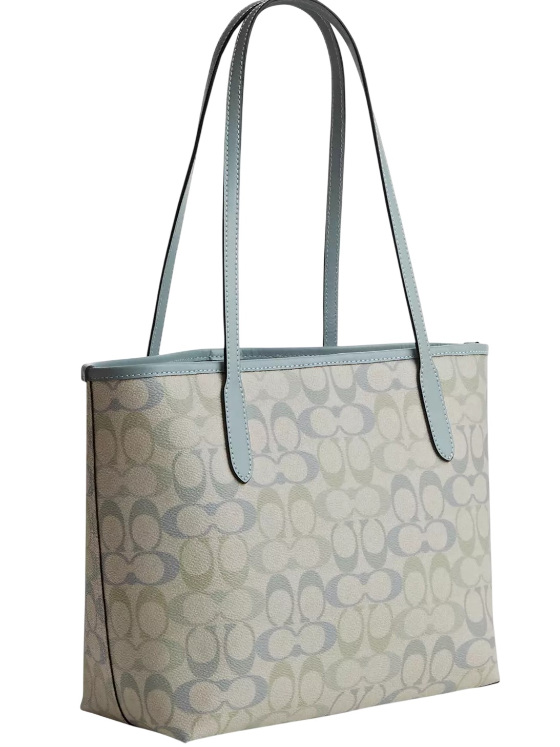 Túi Coach Medium City Tote Bag Pretty Signature Canvas Choke Blue CDZ09 2